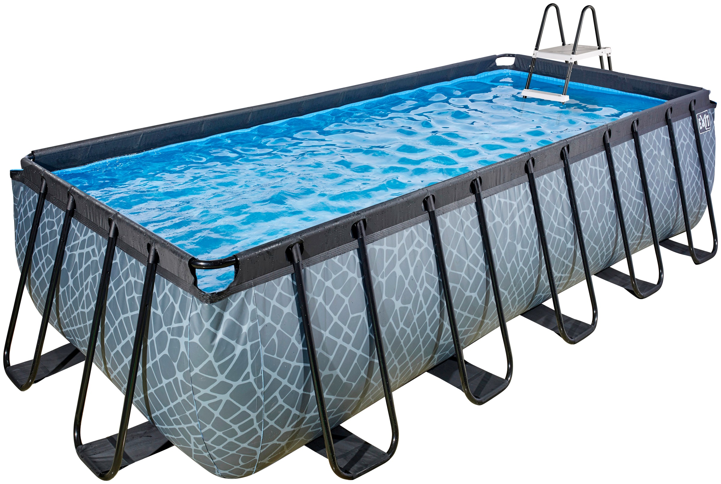 Framepool EXIT, B:250cm H:122cm L:540cm, grau, Schwimmbecken, "inkl. Sicherheitsleiter und Kartuschenfilterpumpe", BxLxH: 250x540x122 cm
