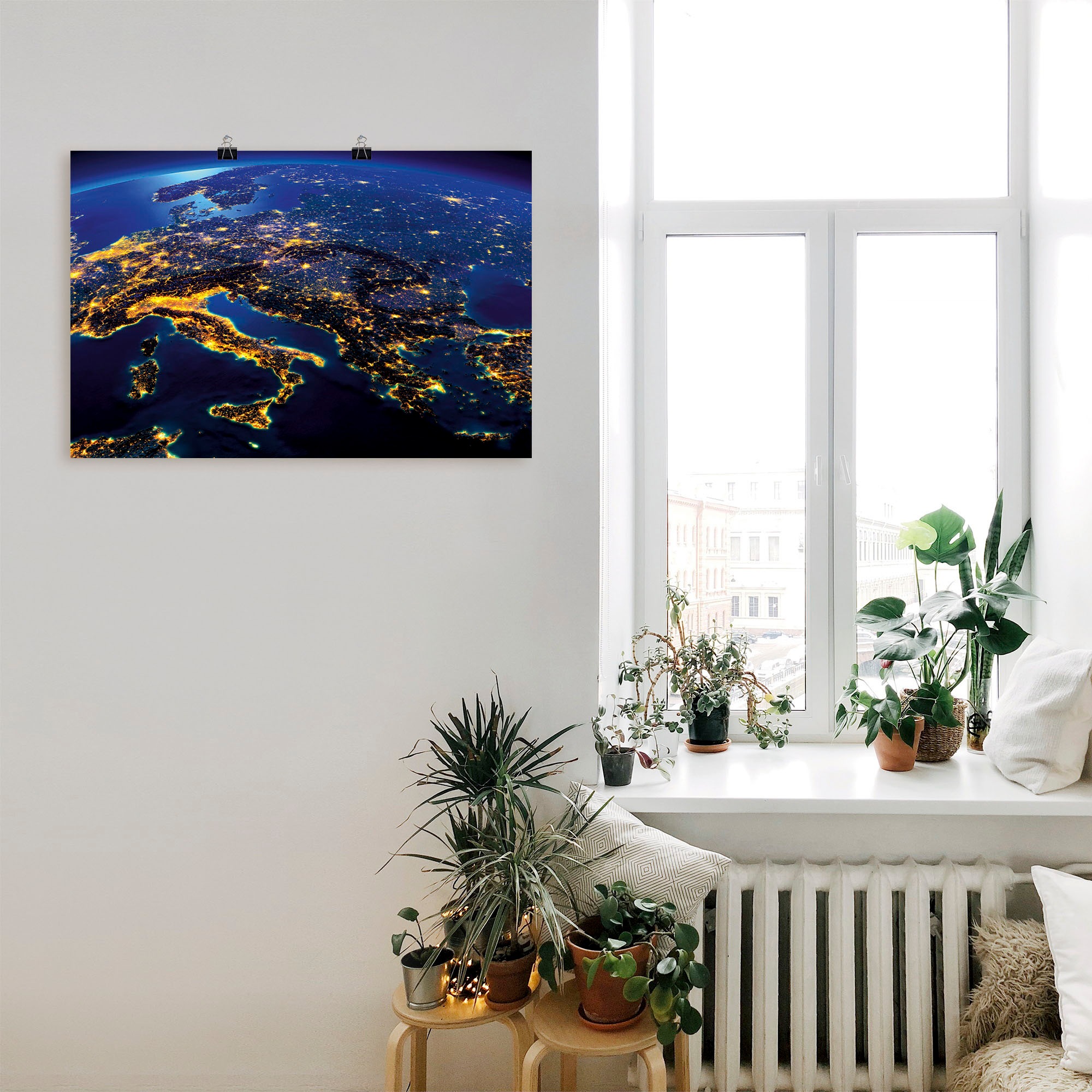 Artland Poster »Südliches Europa vom Weltraum« Weltall & Kosmos 1 Stk. tlg. als Leinwandbild, Poster in verschied. Größen