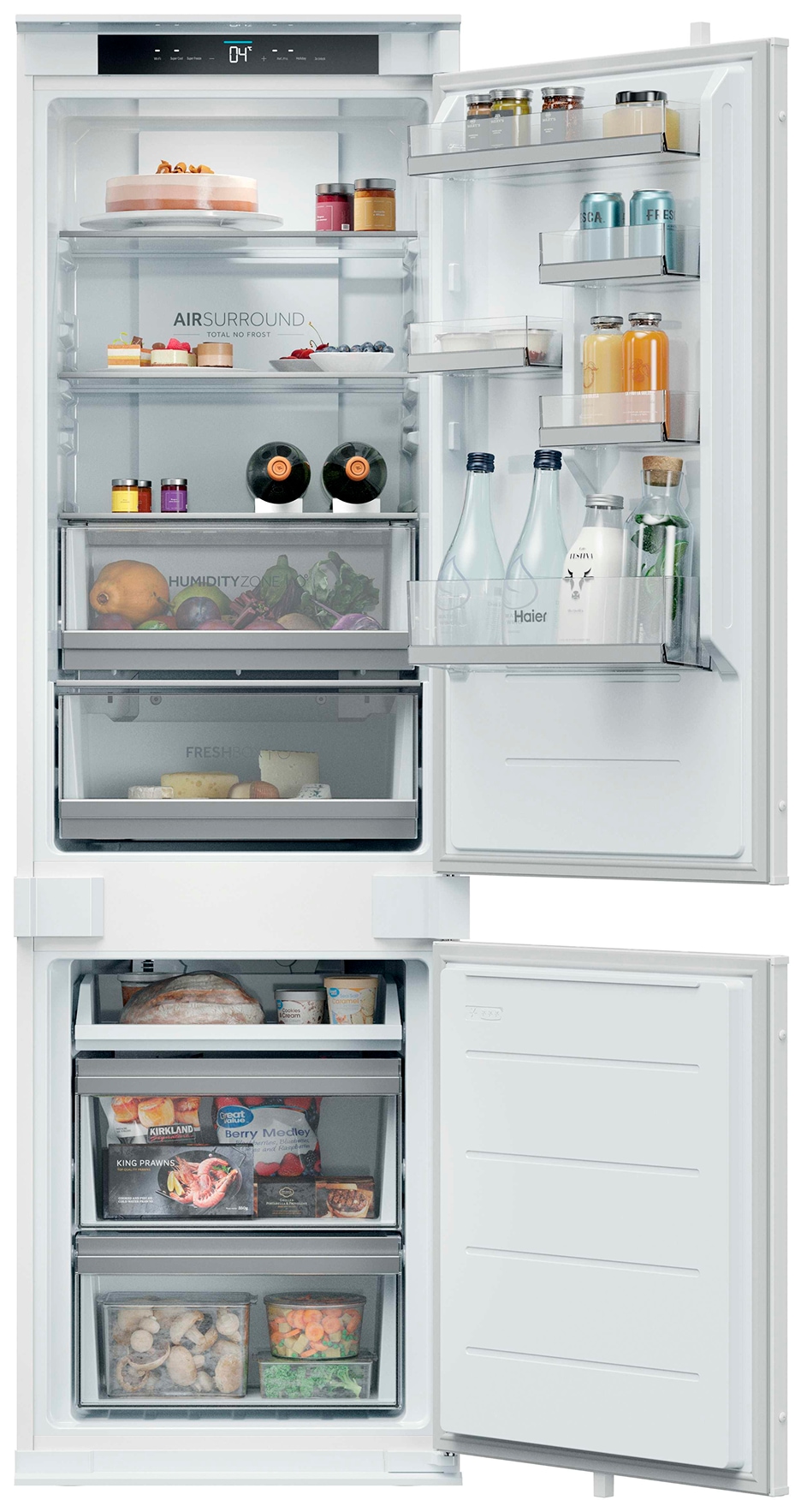 Haier Einbaukühlgefrierkombination ID Titanium 2 "HBQW5518E" 177,2 cm hoch 54 cm breit Humidity Zone: Obst, Gemüse und Salat 2x länger frisch halten