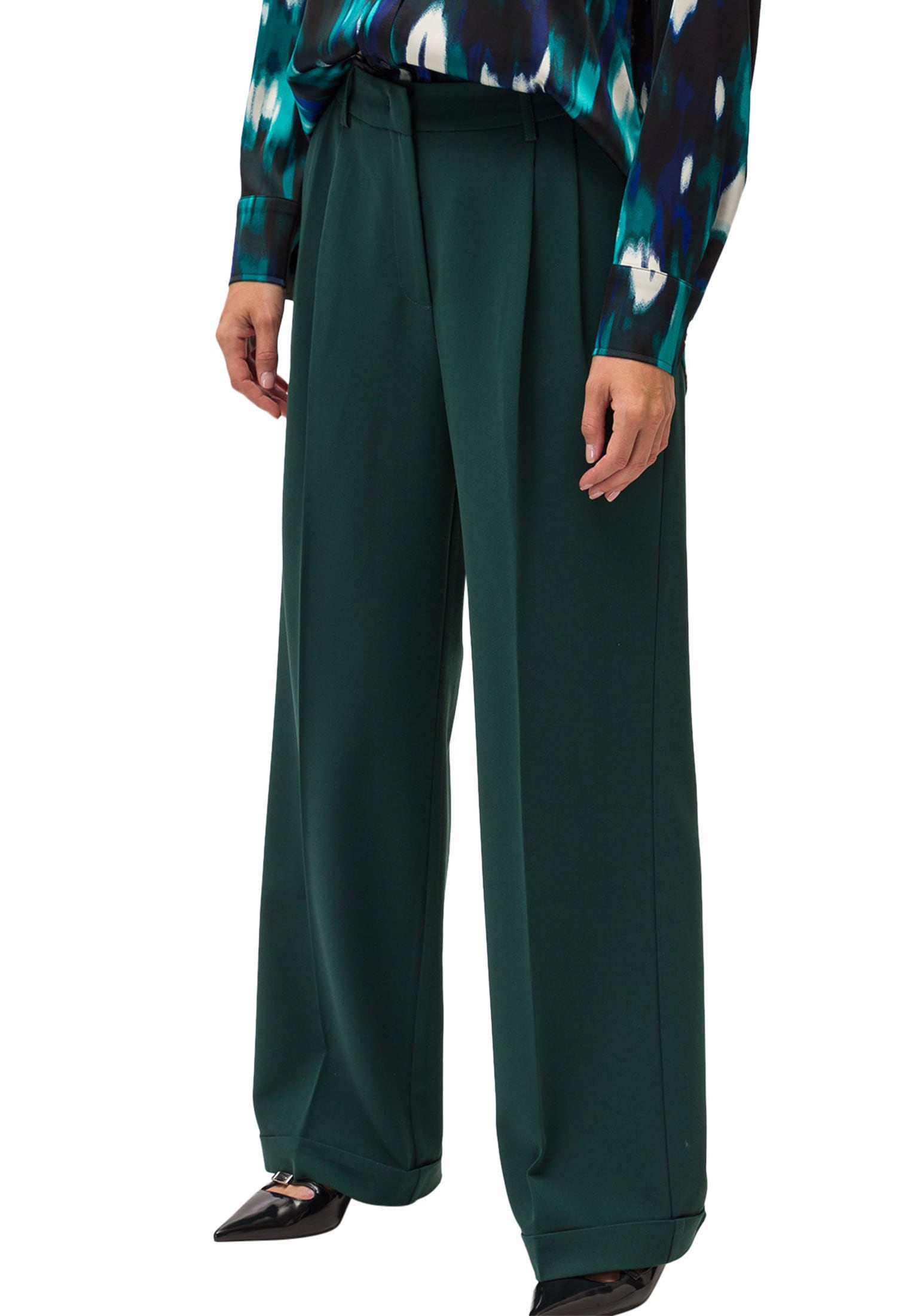 Zero Stoffhose "zero Hose Wide Leg mit Bügelfalte 30 Inch", Falten