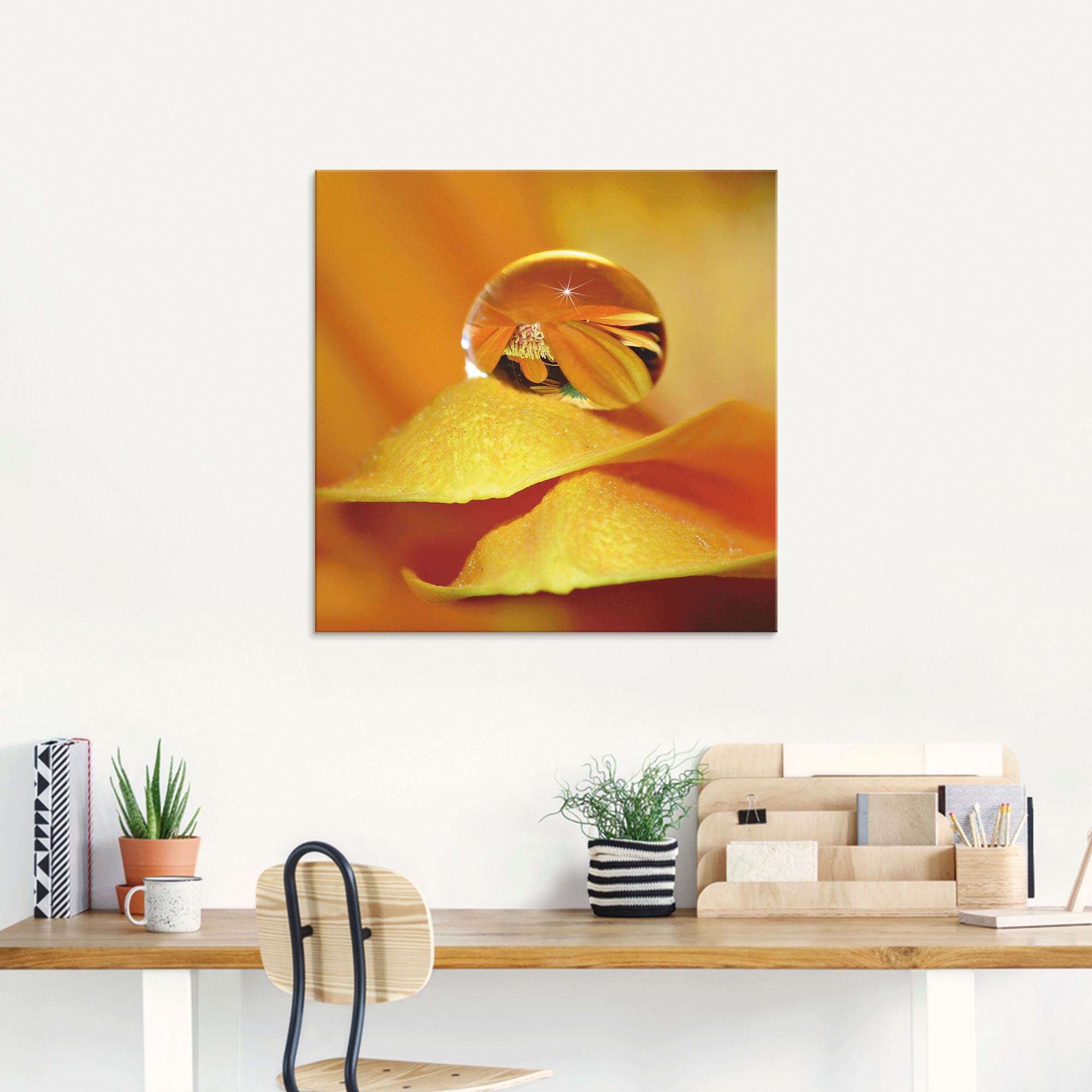 Artland Glasbild »Wassertropfen II«, Blätter, (1 St.), in verschiedenen Größen