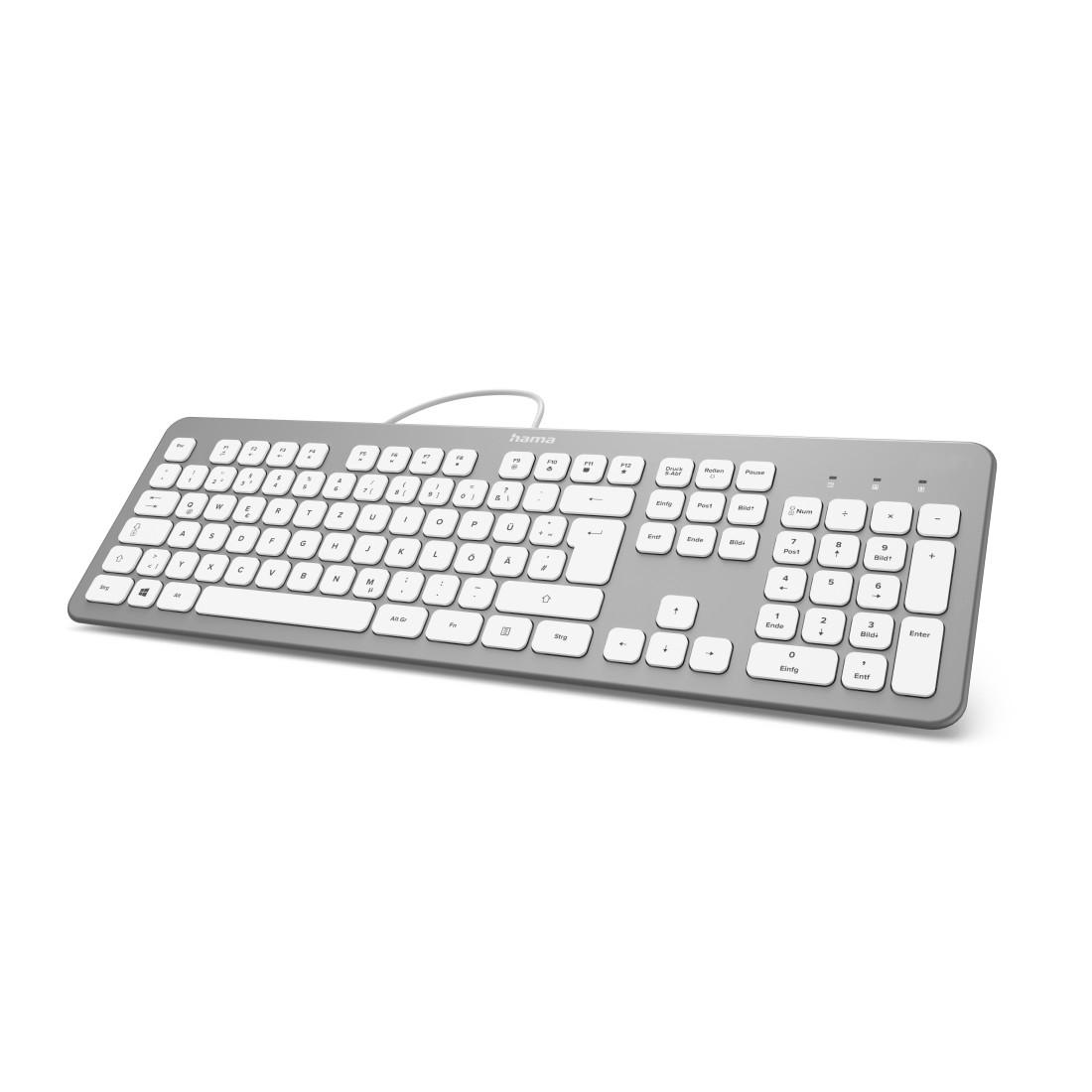 Hama PC-Tastatur »Tastatur "KC-700", kabelgebunden, PC, Notebook, Laptop Keyboard«, Abgesetzte Tasten/Leise Tasten