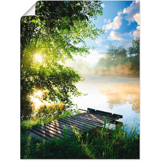 Artland Wandbild »Angelsteg am Morgen«, Gewässer, (1 St.), als Alubild,  Leinwandbild, Wandaufkleber oder Poster in versch. Größen bestellen | BAUR