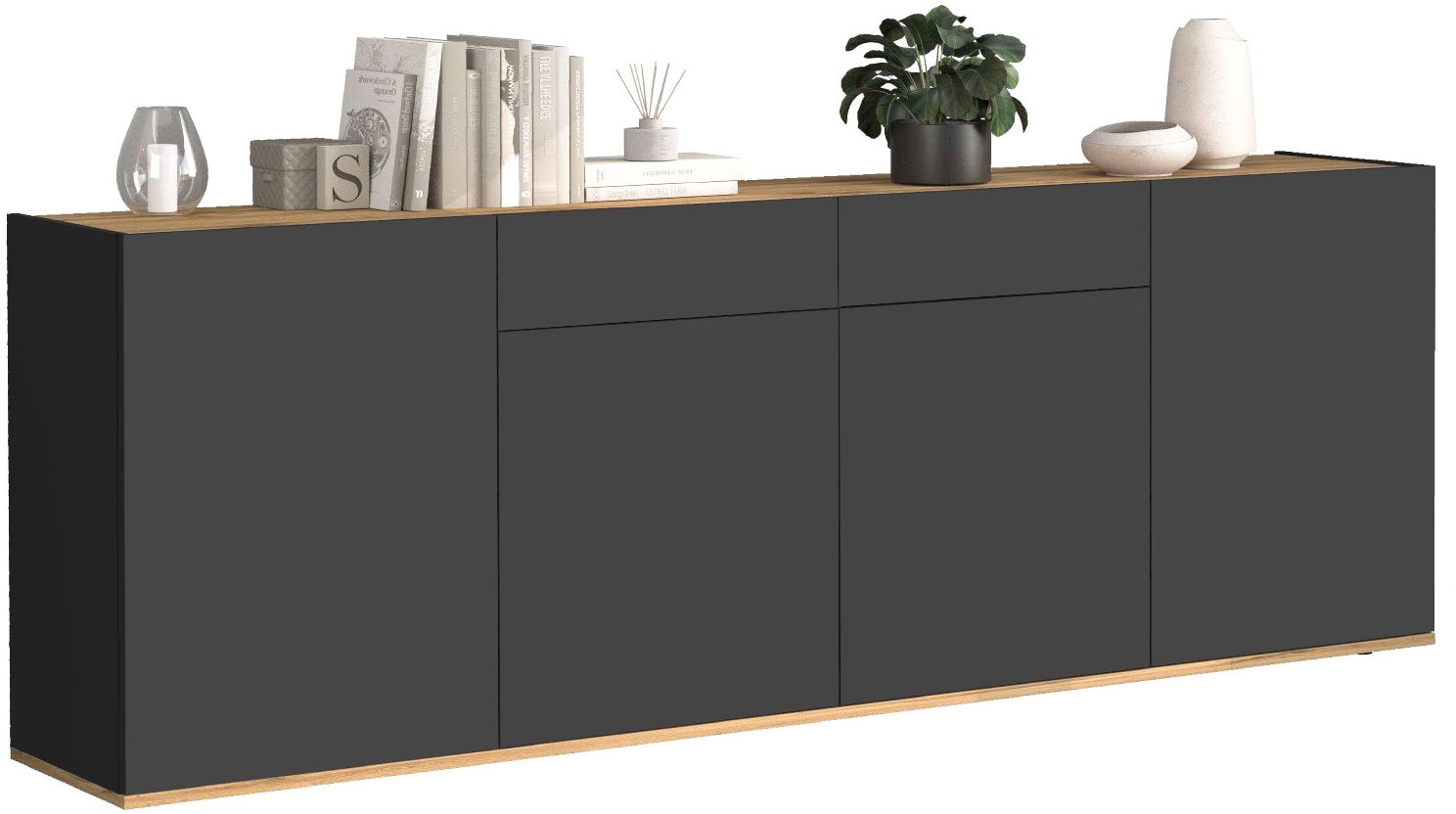 INOSIGN Sideboard »GARDA Sideboard,Kommode, Schrank, Kredenz Grifflos mit Push to Open«, (1 St.), 4 Türen, 2 Schubladen, grifflos Breite 200 cm