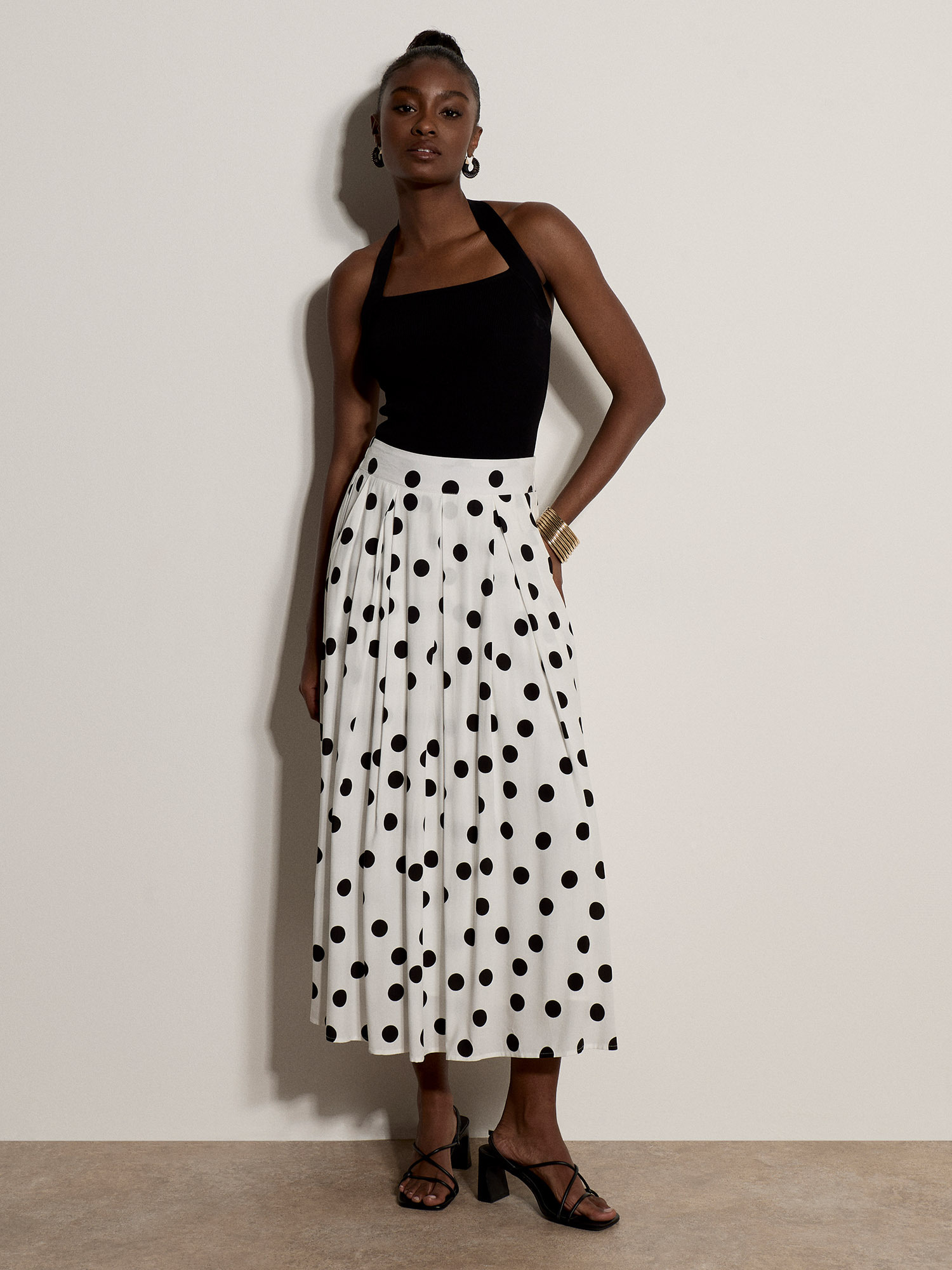Apricot A-Linien-Rock "Midi-Rock in A-Linie" mit Polka-Dots
