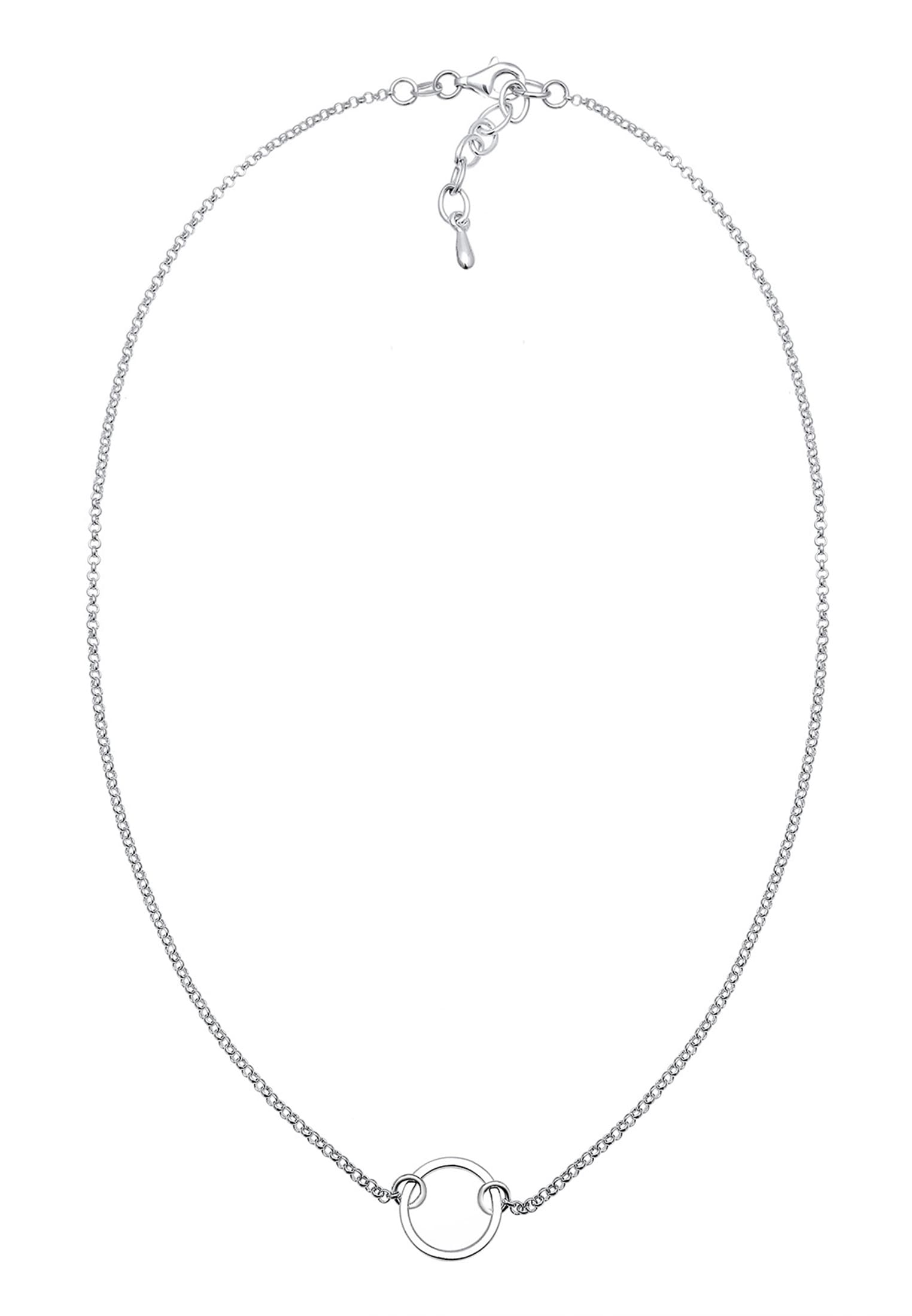 ELLI Circle Pendant Choker Silver 38cm 2