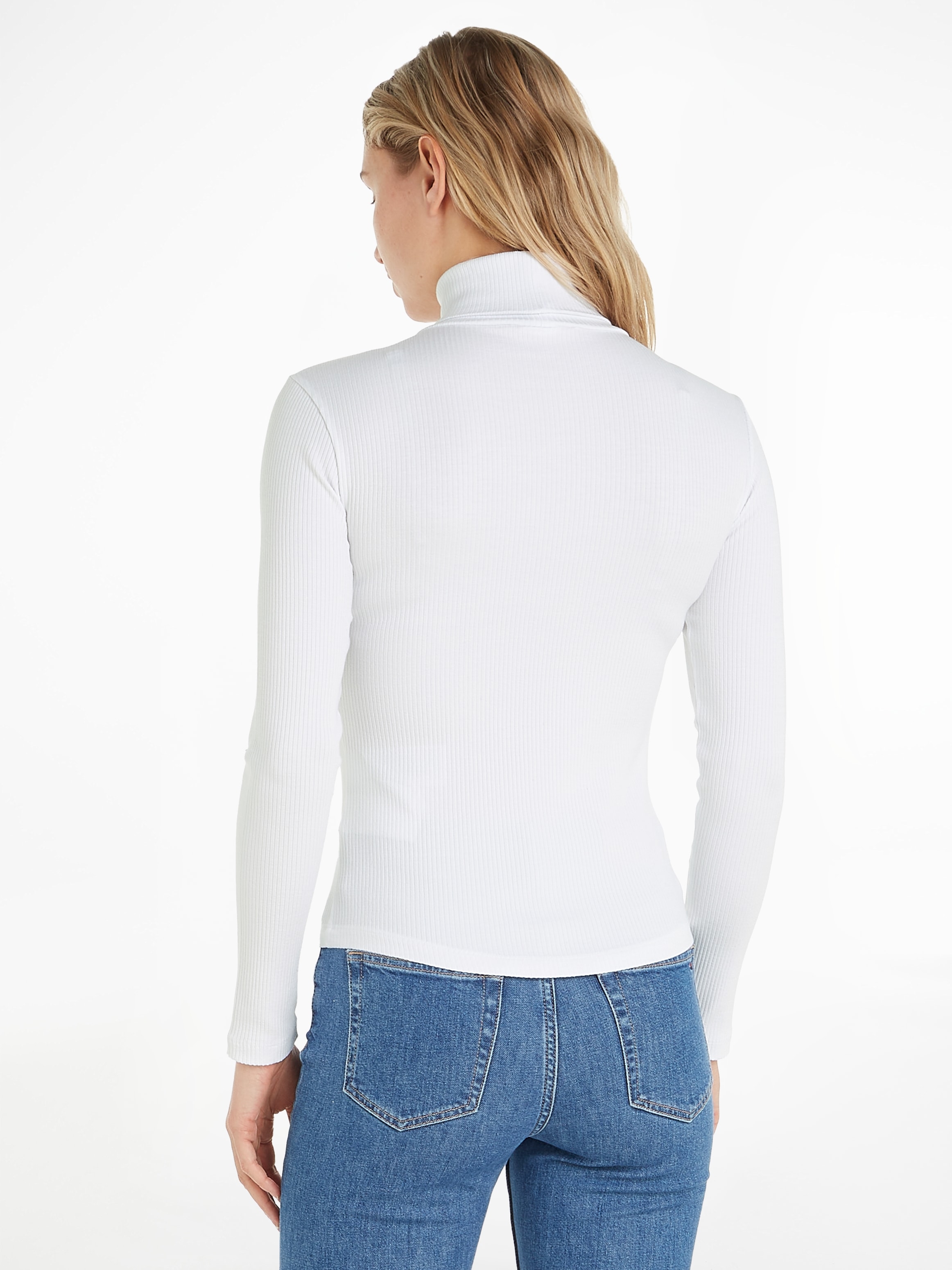 Tommy Hilfiger Langarmshirt "SLIM 5X2 RIB ROLL-NK LS", mit gerippter Strukt günstig online kaufen