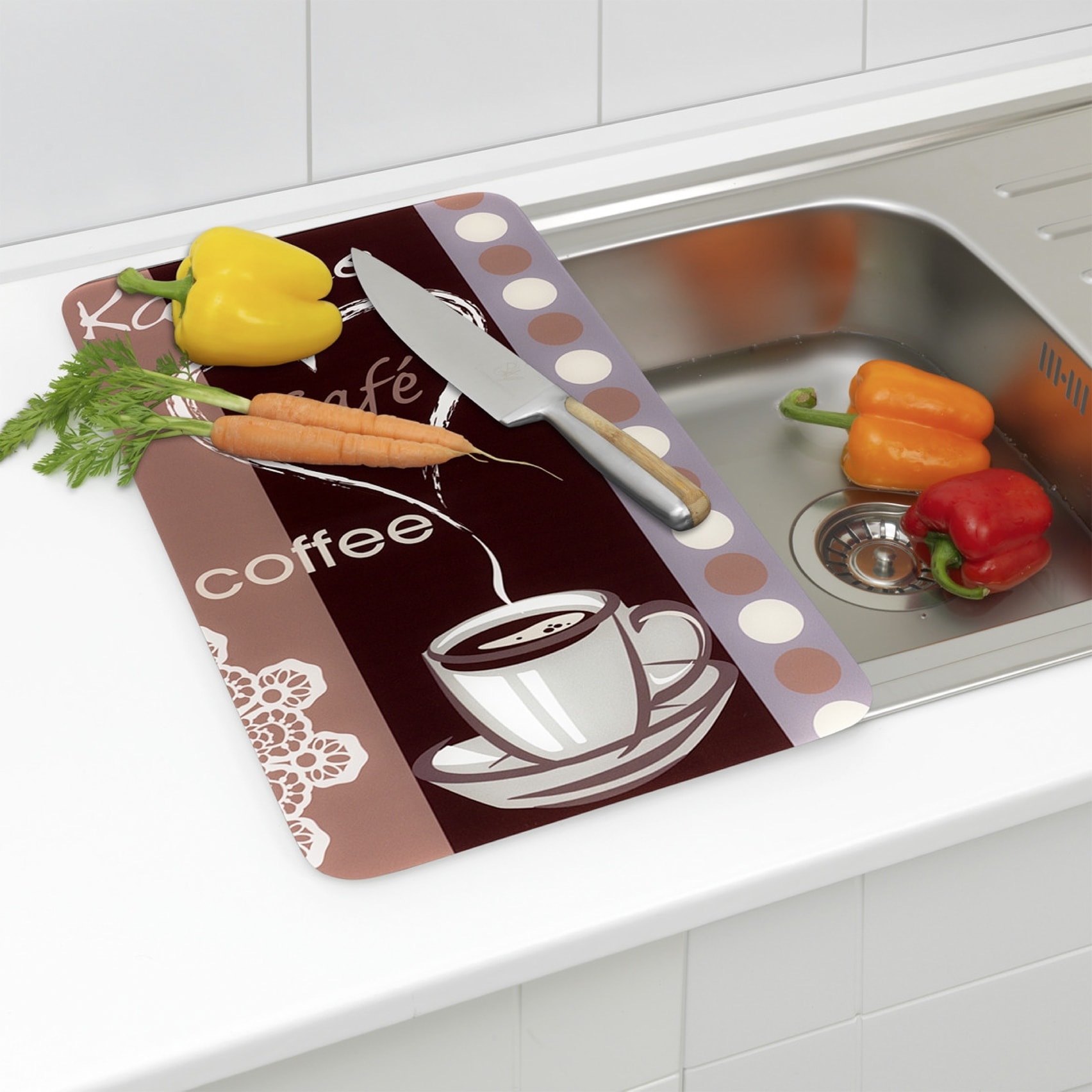 Maximex Herd-Abdeckplatte »Universal Modell Kaffeeduft«, (Set, 2 tlg.), Herdabdeckung für alle Herdarten, kratzfest, mit rutschfesten Füßen