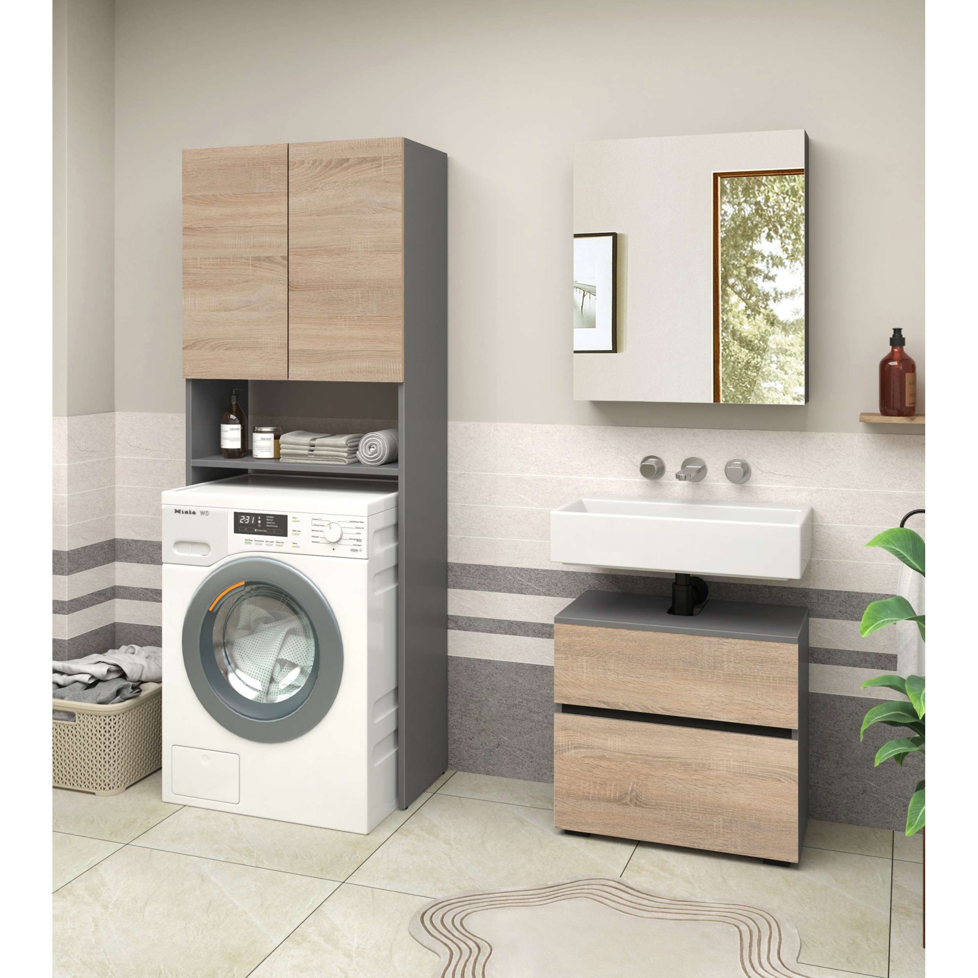 Home affaire Waschmaschinenumbauschrank "Wisla" mit 2 Türen, Breite 68 cm, Höhe 180 cm