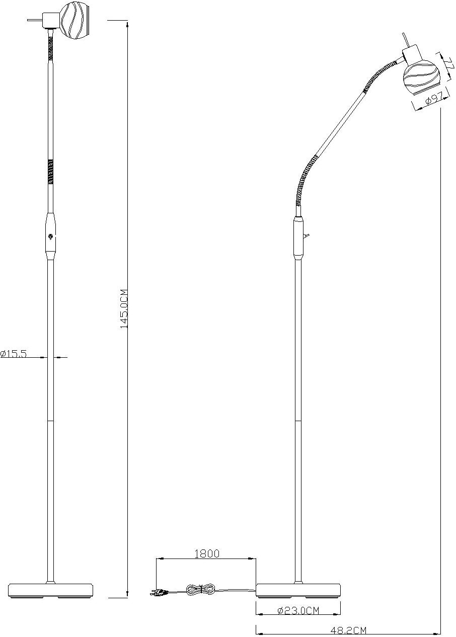 GLOBO LIGHTING Stehlampe »ELLIOTT« E14 1 Stk. Warmweiß Stehleuchte Nickel, Glas satiniert/klarsichtig, Flexo, E14