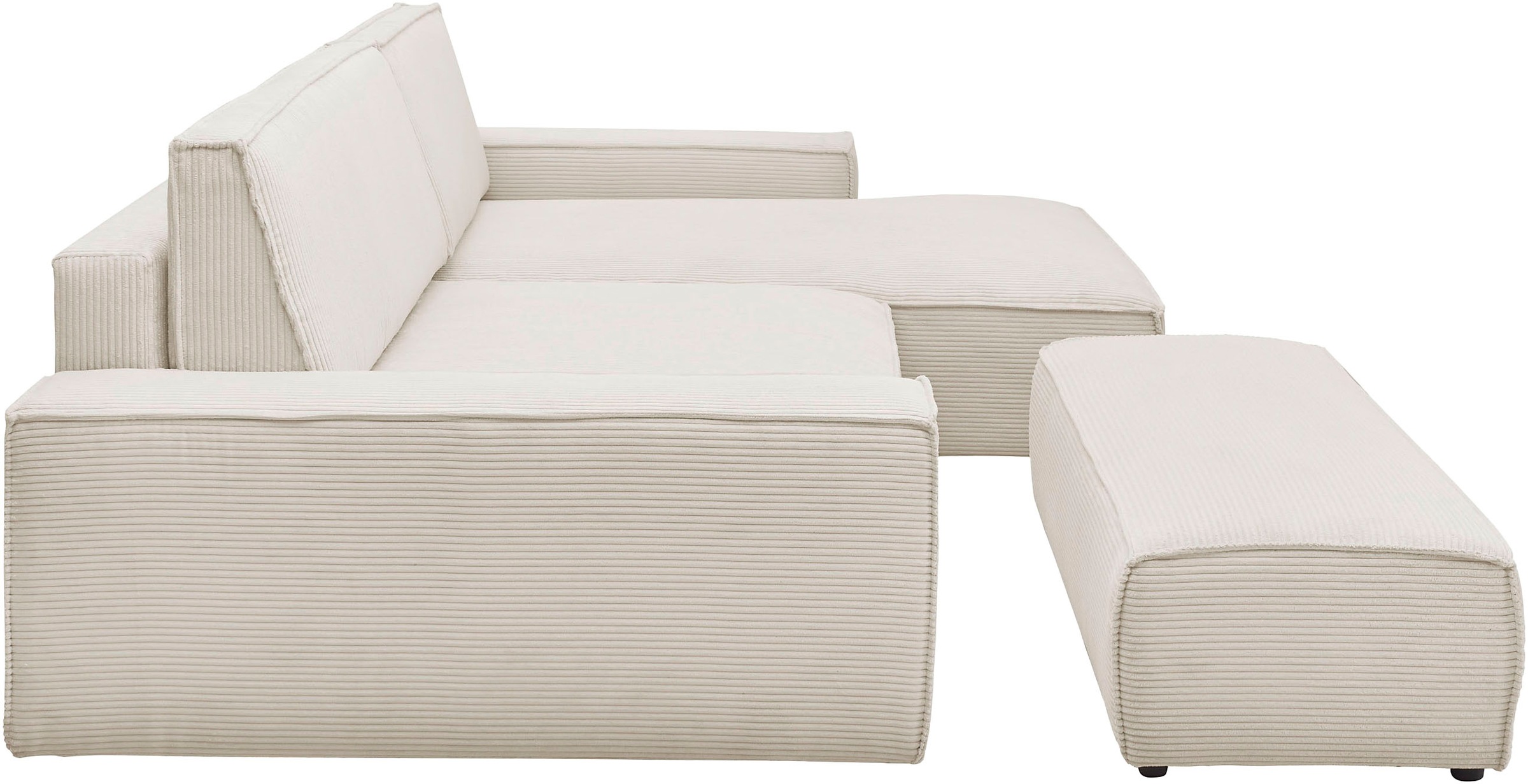 Home affaire Polsterecke »NEU: SHERWOOD XXL tief, L-Form mit Schlaffunktion, Big-Sofa mit Hocker«, (Set, 2 St.), stellbar zum Schlafsofa (Krokodilverbinder), Cord, Leinenoptik
