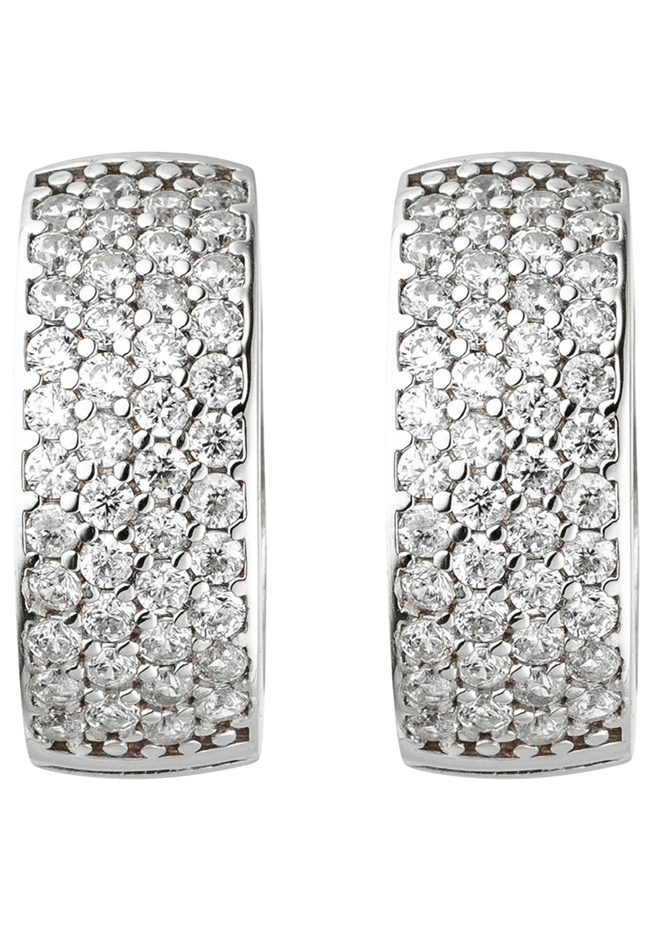 JOBO Paar Creolen 925 Silber mit 84 Zirkonia