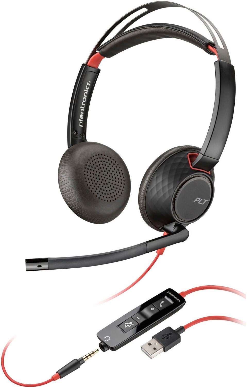 Poly Headset »Blackwire C5220 binaural USB-A & 3,5 mm«, Noise-Cancelling-Stummschaltung, Stereo Kopfhörer, Noise Canceling
