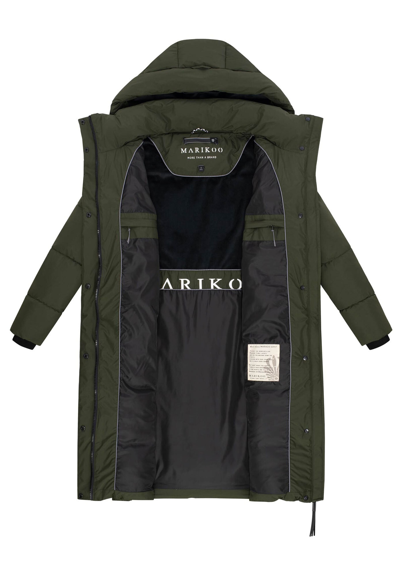 Marikoo Winterjacke »Chumanii« Warmer Wintermantel mit langem Schnitt für kalte Tage.