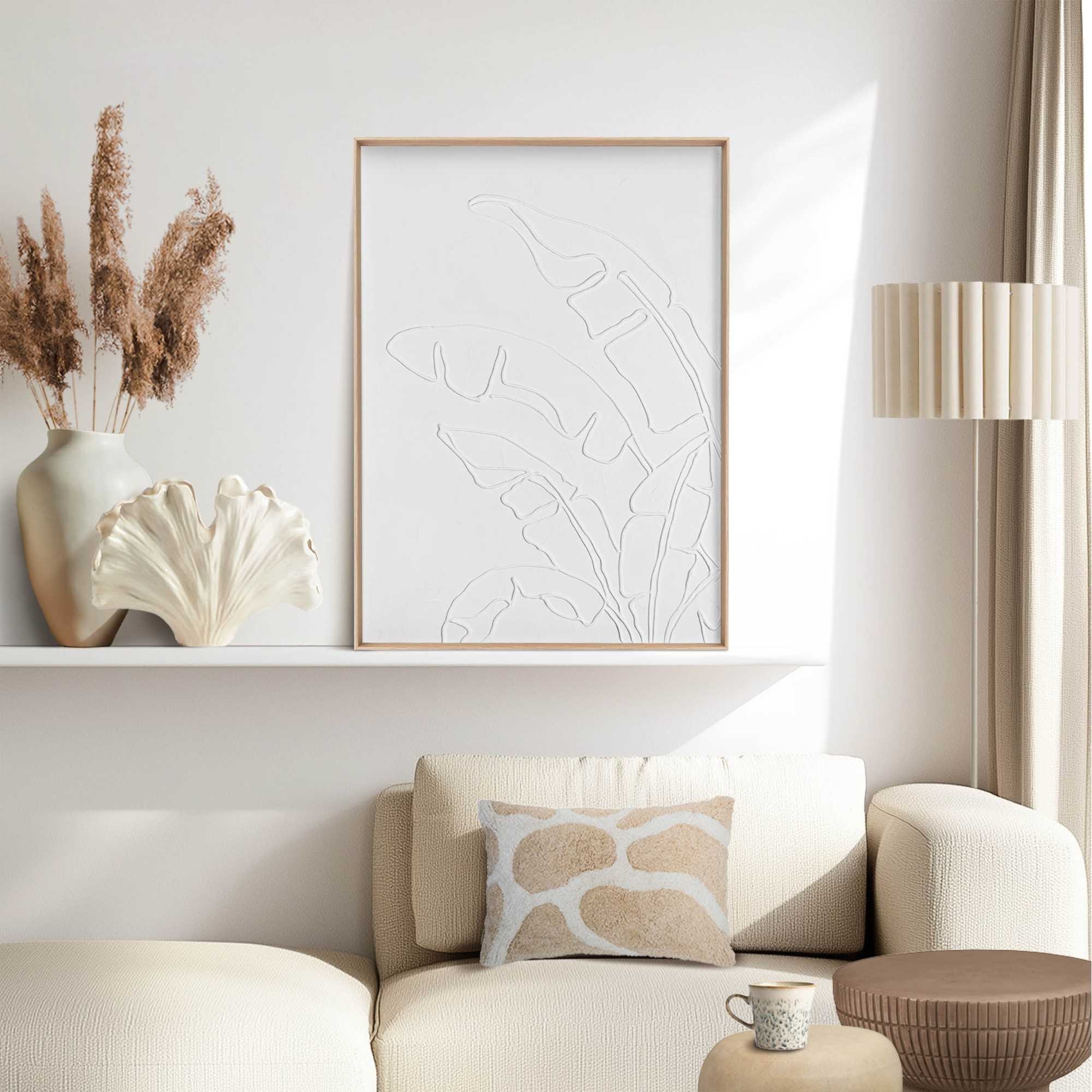 Reinders! Wandbild »Palmblätterrelief«, Wohnzimmer - Weiß - MDF - Blumen und Pflanzen - 50x70 cm