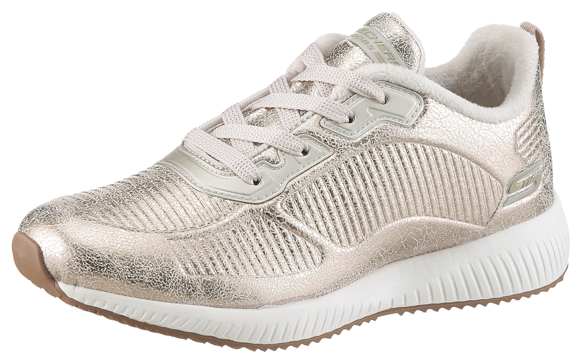 Skechers Keilsneaker »BOBS SQUAD-SPARKLE LIFE«, Freizeitschuh, Halbschuh, Schnürschuh im glänzenden Metallic-Look