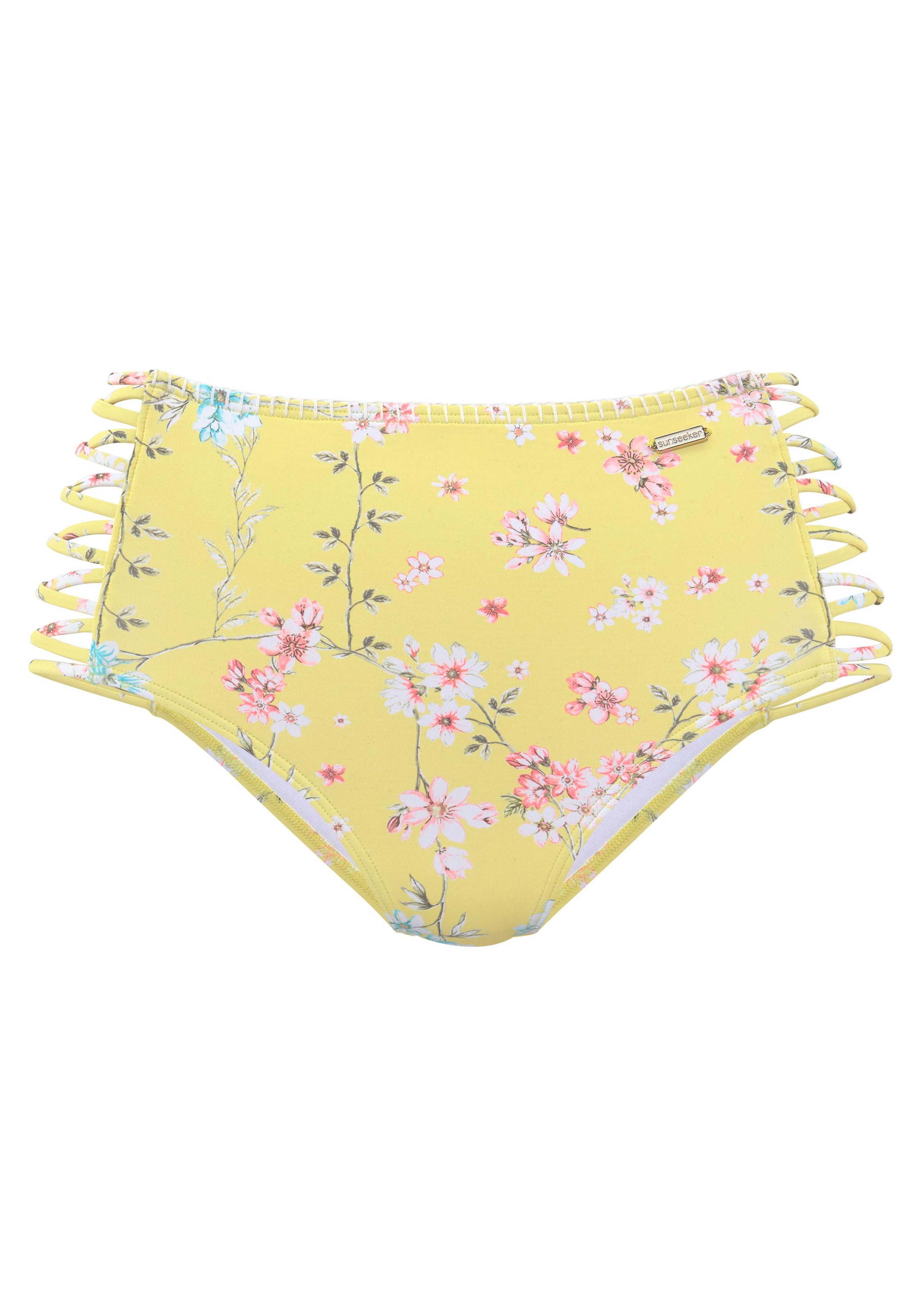 Sunseeker Highwaist-Bikini-Hose "Ditsy" mit Häkelkante und seitlichen Zierb günstig online kaufen
