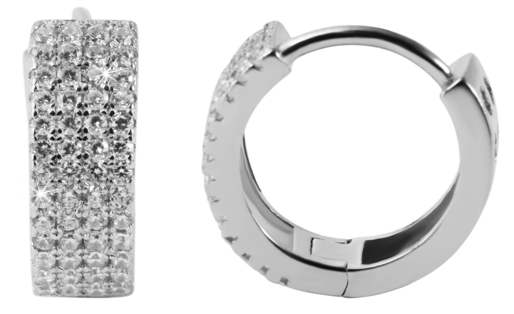 Adelia´s Klappcreolen "Ohrringe – Klappcreole Herz aus 925 Silber mit Zirkonia" Ein kleines Geschenk mit großer Wirkung