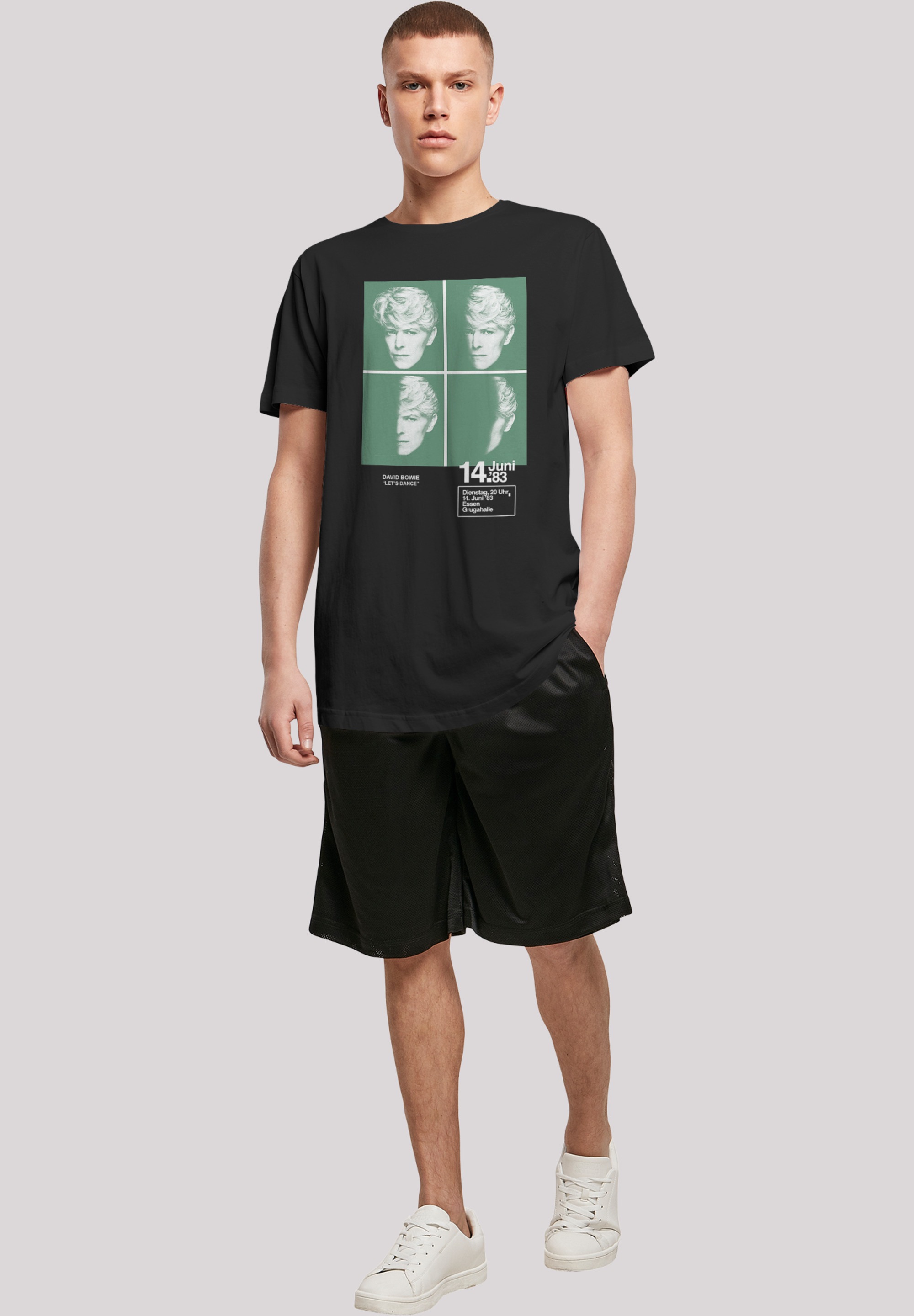 F4NT4STIC T-Shirt »Long Cut T-Shirt 'David Bowie 1983 Concert Poster'«, Herren,Premium Merch,Lang,Longshirt,Bandshirt
