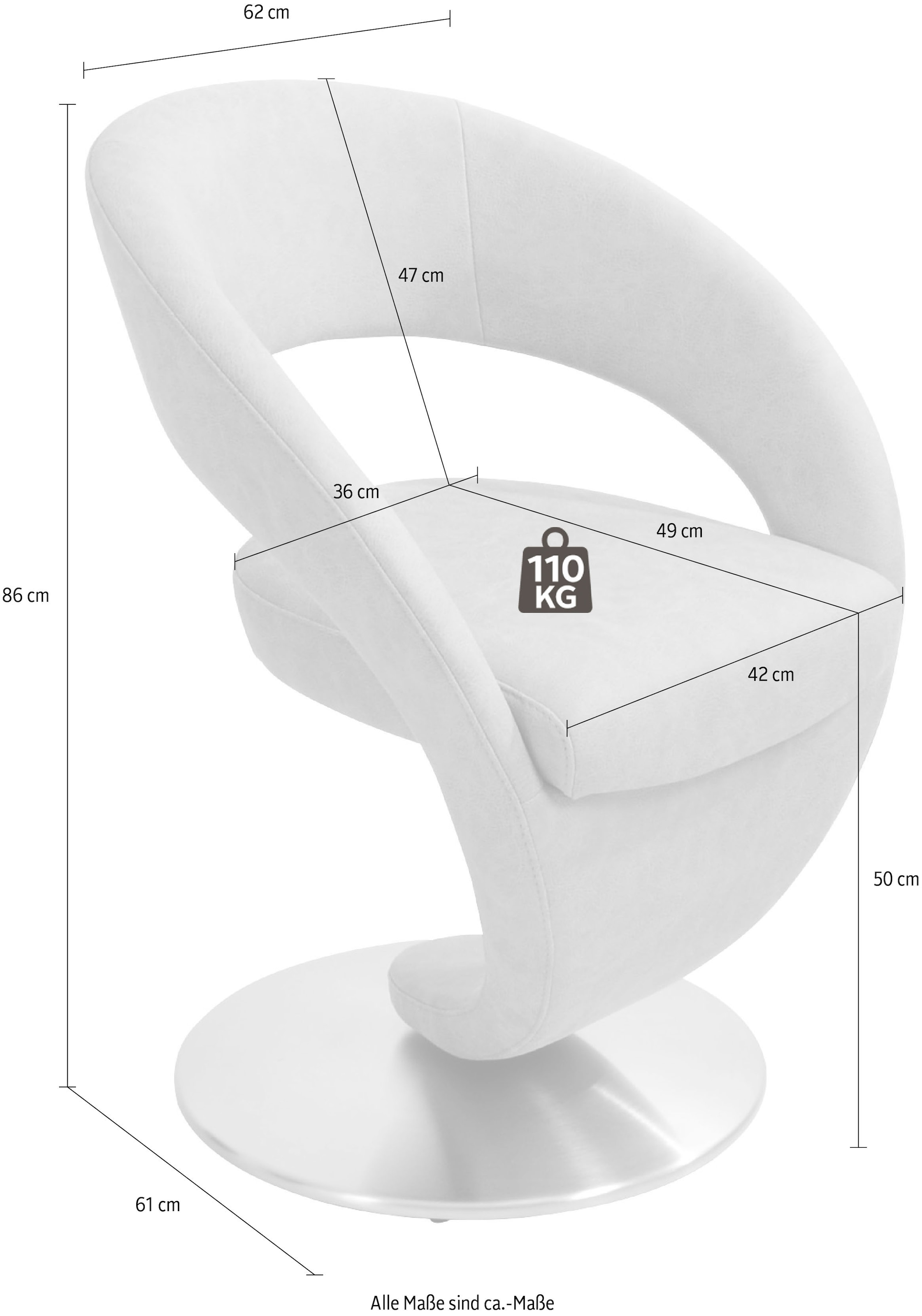 K+W Komfort & Wohnen Drehstuhl »Wave«, Design-Drehstuhl, schwarzer Drehteller