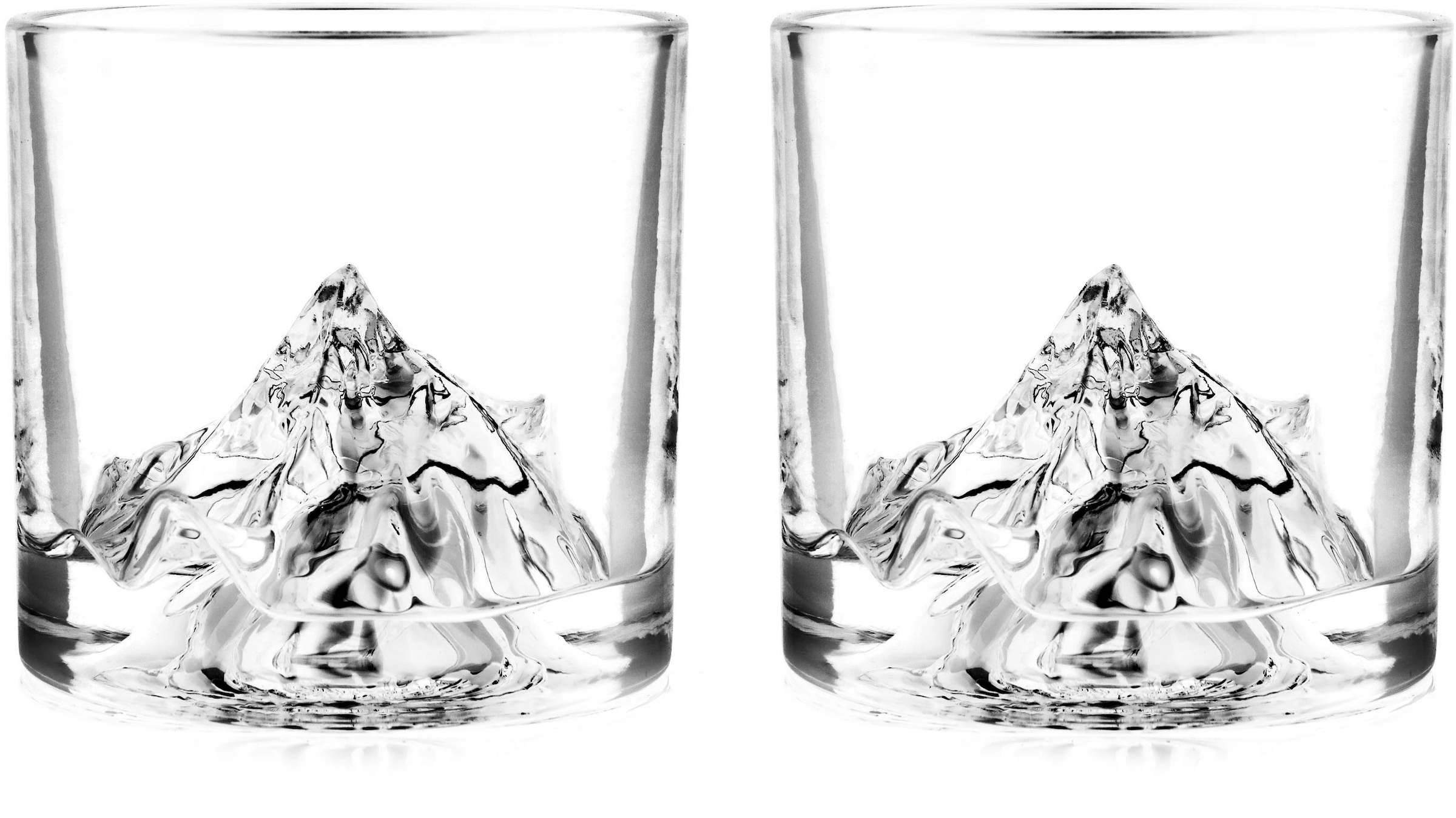 LIITON Whiskyglas "K2", (Set, 2 tlg.), dicker Glasboden als Bergmotiv, 2-teilig