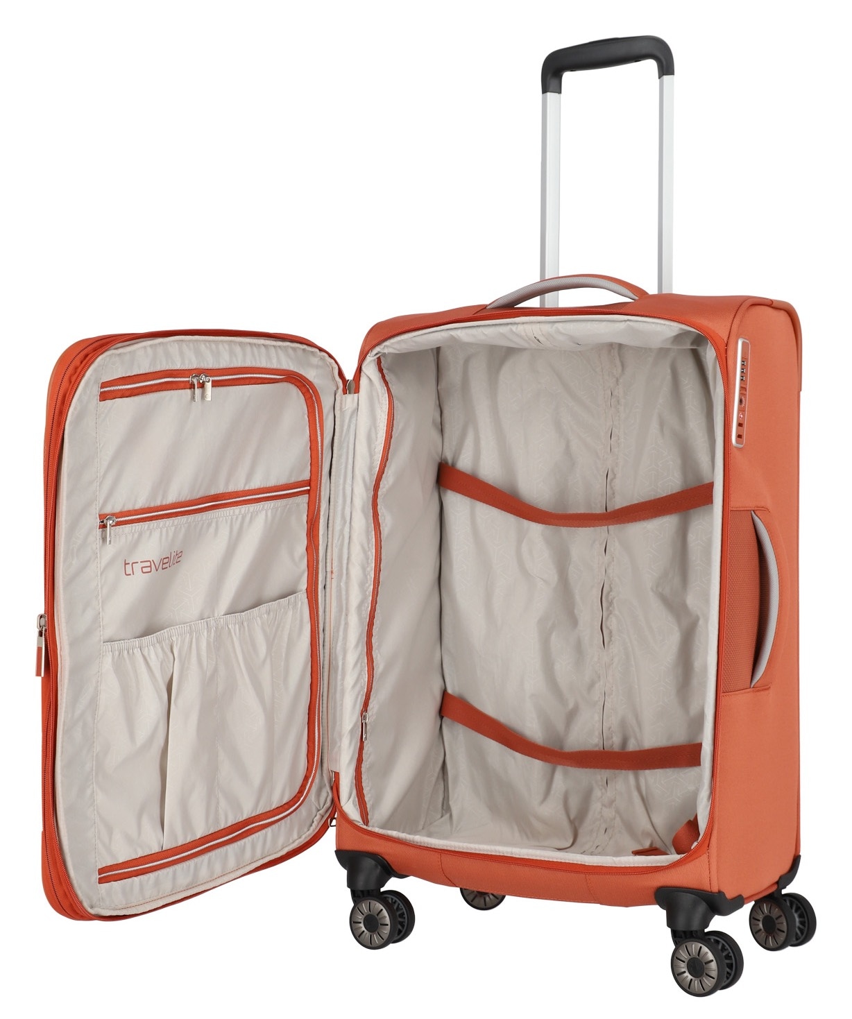 travelite Trolleyset »MIIGO S/M/L + Bordtasche«, (Set, 4 tlg.), Weichgepäck-Koffer Set Handgepäck Aufgabegepäck Volumenerweiterung