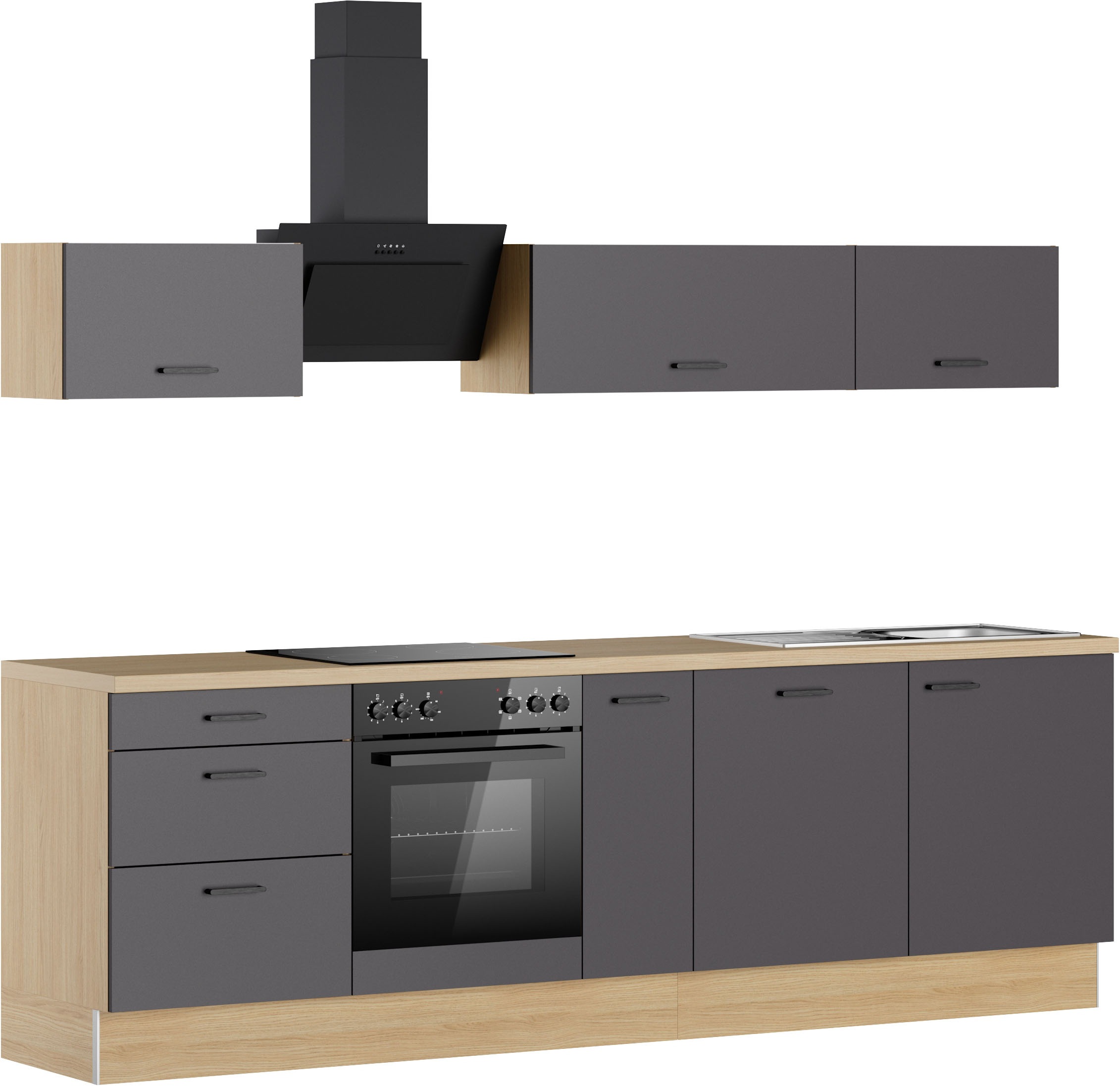 KOCHSTATION Küchenzeile »KS-Sion« Breite 270 cm, neue Technik: OPTIsnap, wahlweise mit E-Geräten