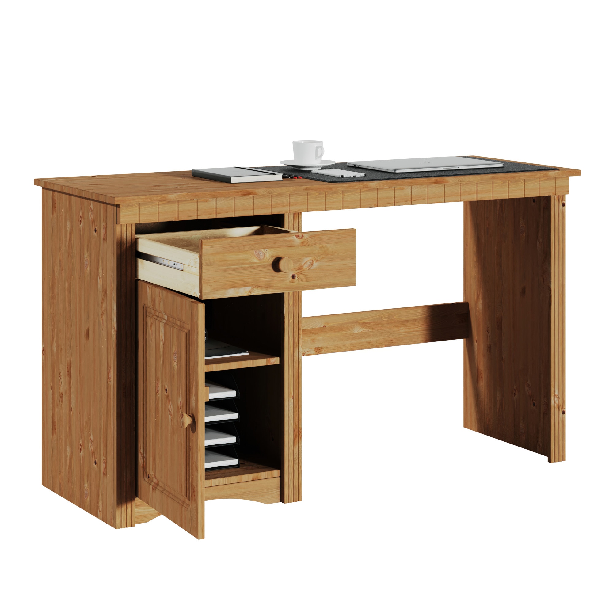 Home affaire Schreibtisch »Leuhan«, Aus massiver Kiefer, mit einer Schublade, in zwei Farben