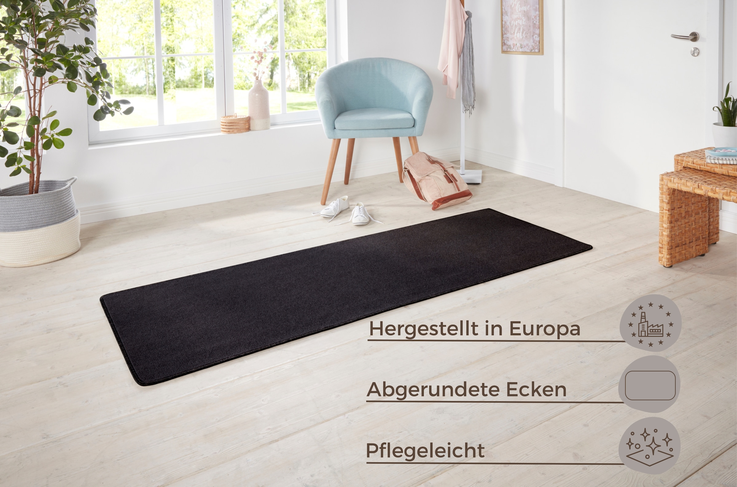 HANSE Home Teppich »Shashi«, rechteckig, 8,5 mm Höhe, Kurzflor, Unifarben, Läufer, weich, Esszimmer, Kinderzimmer, Flur
