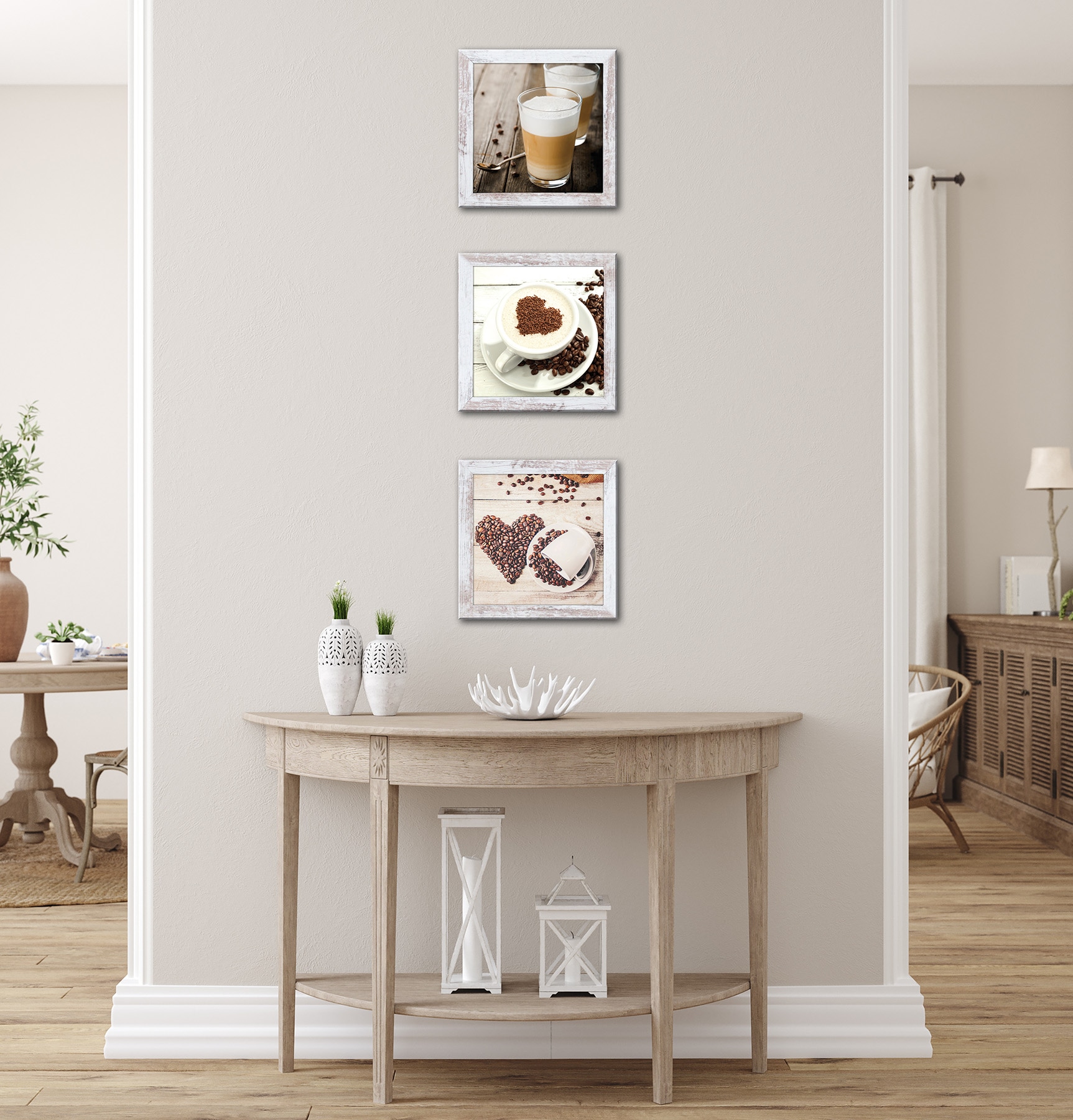 Bönninghoff Bild mit Rahmen »3er-Set gerahmte Bilder KAFFEE 3x23x23 cm – Deko für Küche & Bar« Getränke | Kaffee | Kaffee Bilder 1 Stk. tlg. mehrteiliges Bilder-Set, harmonisch aufeinander abgestimmt
