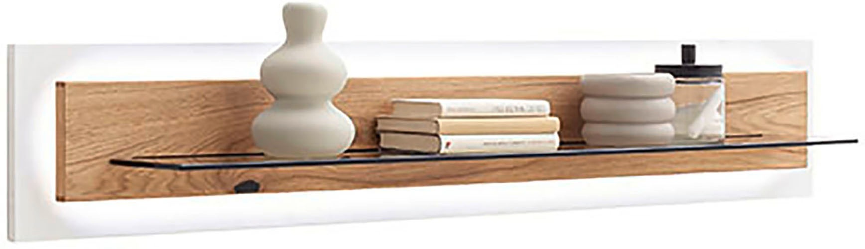 MCA furniture Wandboard »Matadi Wandboard« 1 Stk. tlg. Wandboard, Soft White, Holzabsetzung, Glasablage, Breite 150cm