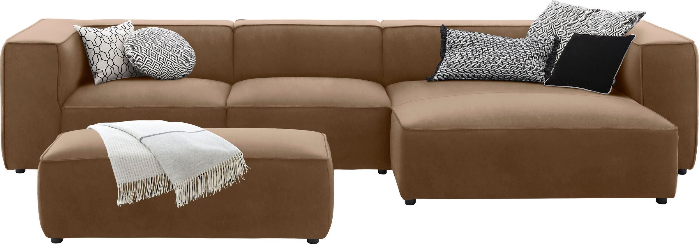 W.SCHILLIG Ecksofa »around-the-block«, mit eleganter Biese, mit Federkern, Breite 341 cm