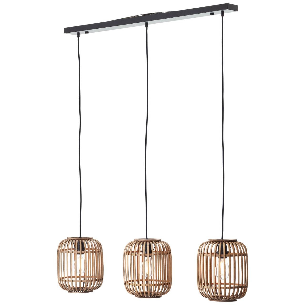 Brilliant Pendelleuchte »Woodrow«, 3 flammig, Leuchtmittel E27 | ohne Leuchtmittel, Bambus Lampe, Nature-Style, 130 x 105 cm, E27