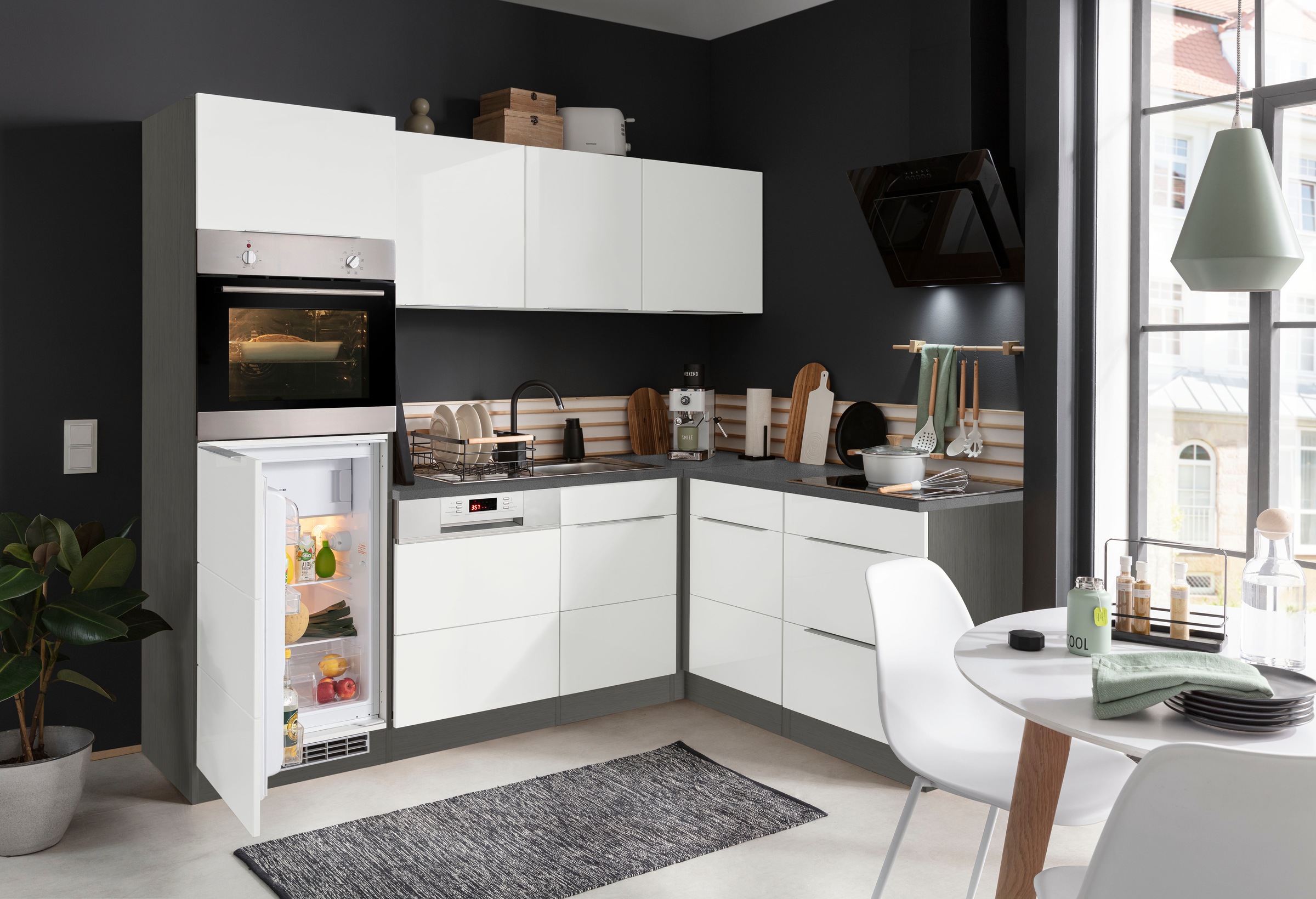 KOCHSTATION Winkelküche »KS-Brindisi Stellbreite 230/170 cm«, wahlweise mit E-Geräten und Induktion, mit MDF-Fronten