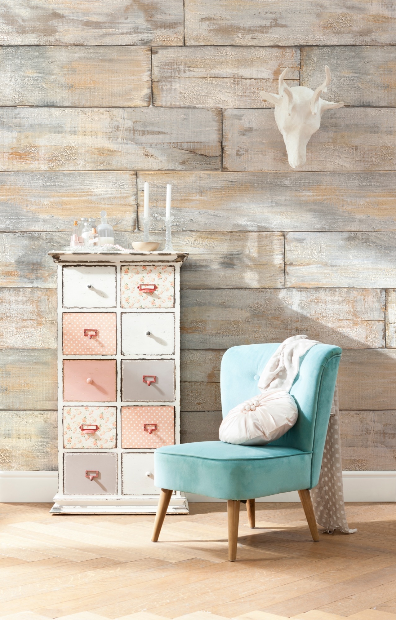 Komar Fototapete "Vlies Fototapete - Shabby Chic - Größe 368 x 248 cm" Motiv bedruckt glatt