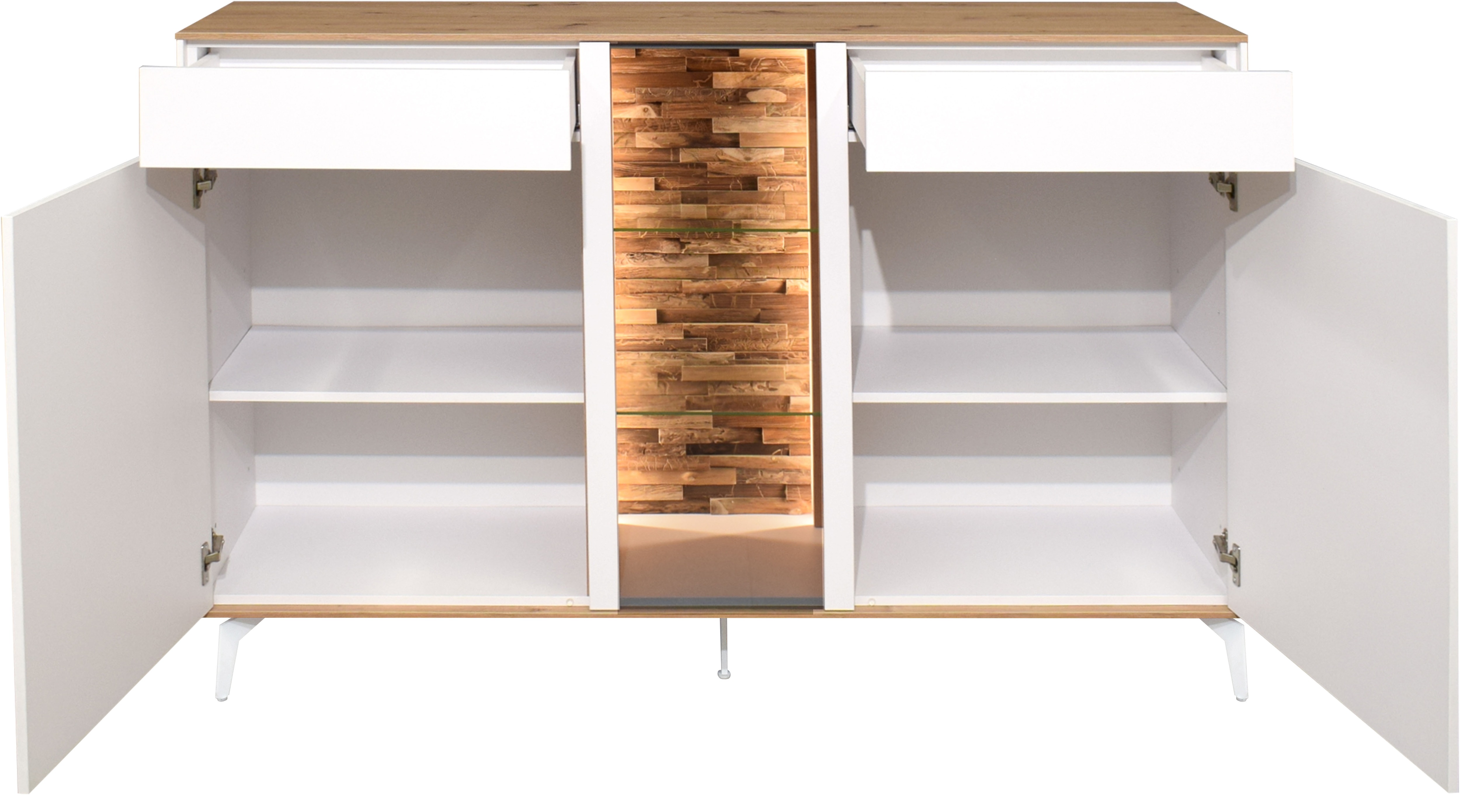 Thumbnail - Mäusbacher Kommode Faro Sideboard 159 cm, inkl. Beleuchtung, Push to open, Metallfüße