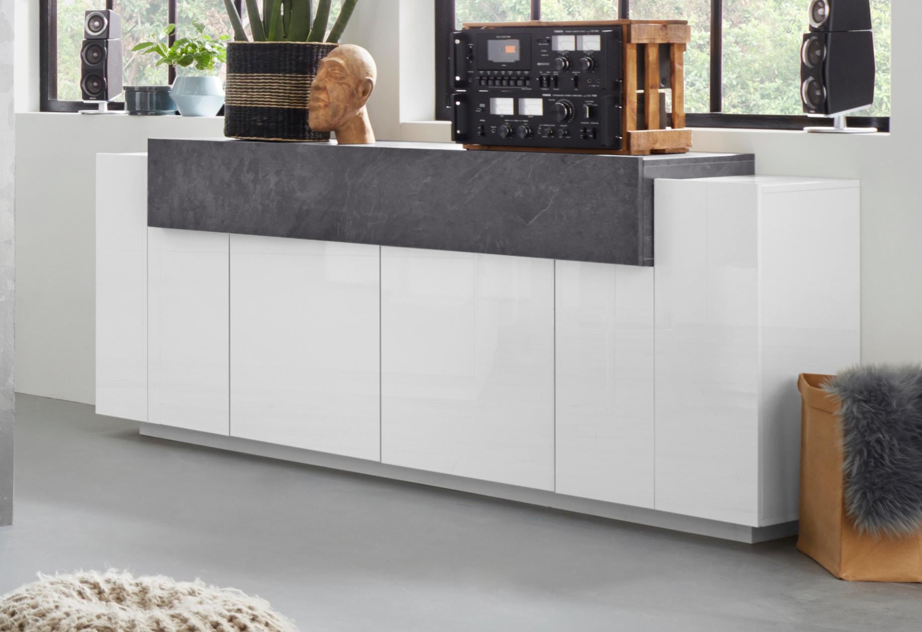 INOSIGN Sideboard »Coro, Kommode, Schrank, Kredenz, grifflos mit Einlegeböden«, 1 klappe,4 Türen, Doppeltiefe, B/T/H 200x45x85,6cm