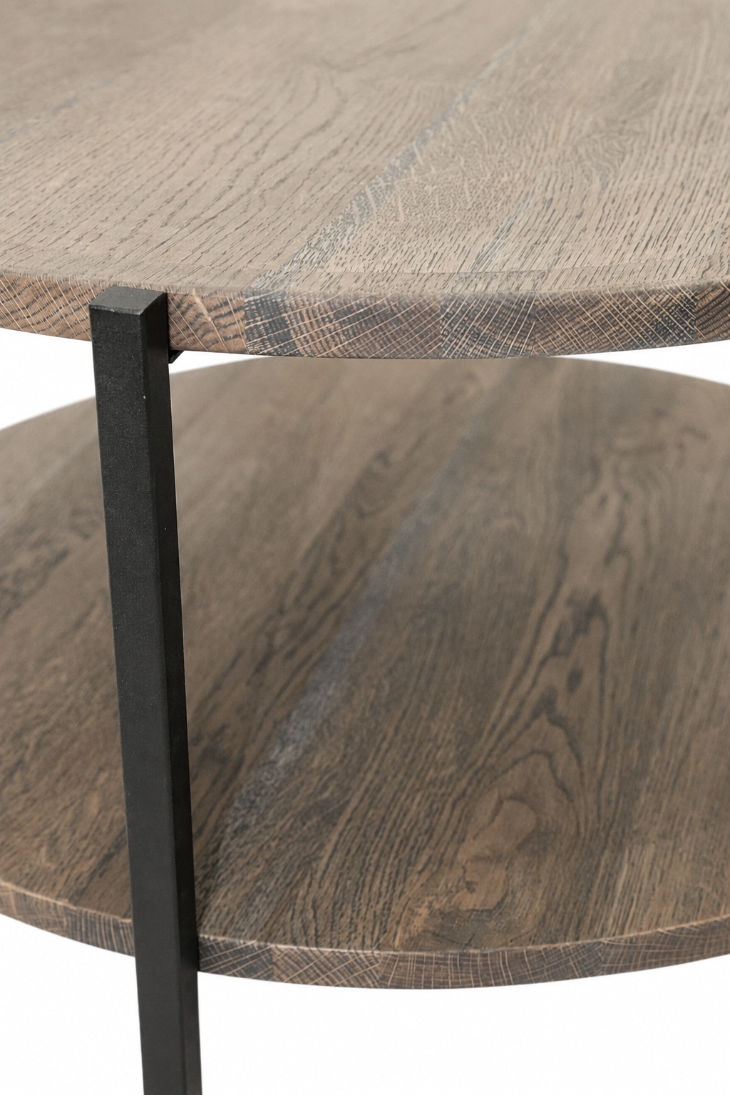 OTTO home Couchtisch »Odense, Wohnzimmertisch, Sofatisch, Beistelltisch, Kaffeetisch« Wildeiche geölt Natur/Smoke, rund (Ø 70 cm), Metallgestell
