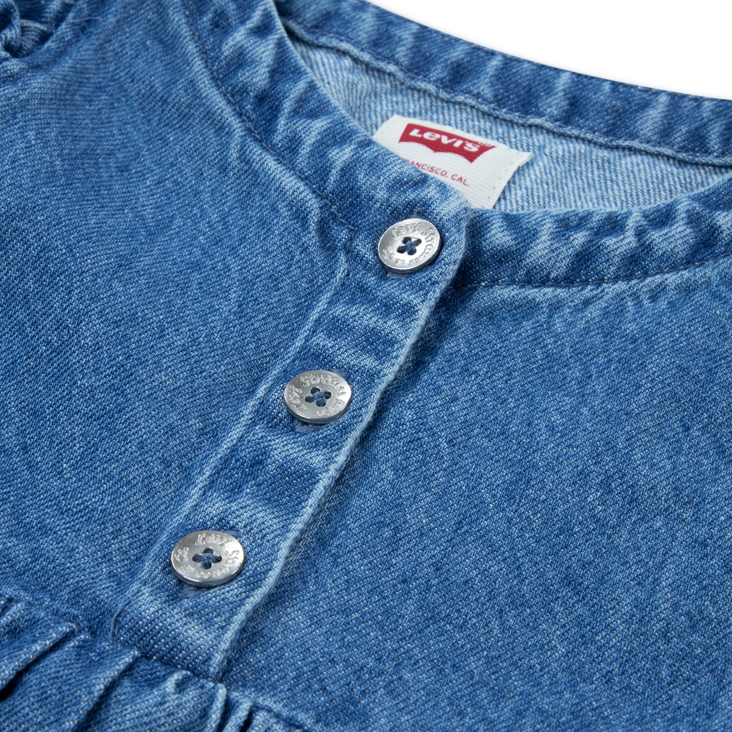 Levi's® Kids Jeanskleid »LVG FLUTTER SLEEVE BUTTON UP D« 2 tlg. tlg. Ohne Taschen 2 tlg. Set, for Girls, Denim-Kleid mit Denim Höschen