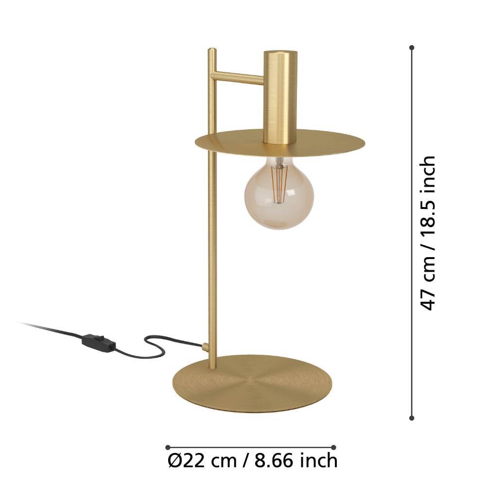 EGLO Tischleuchte »ESCANDELL«, 1 flammig, Leuchtmittel E27 | ohne Leuchtmittel, Nachttischlampe, Tischleuchte aus Metall in Messing-gebürstet, E27