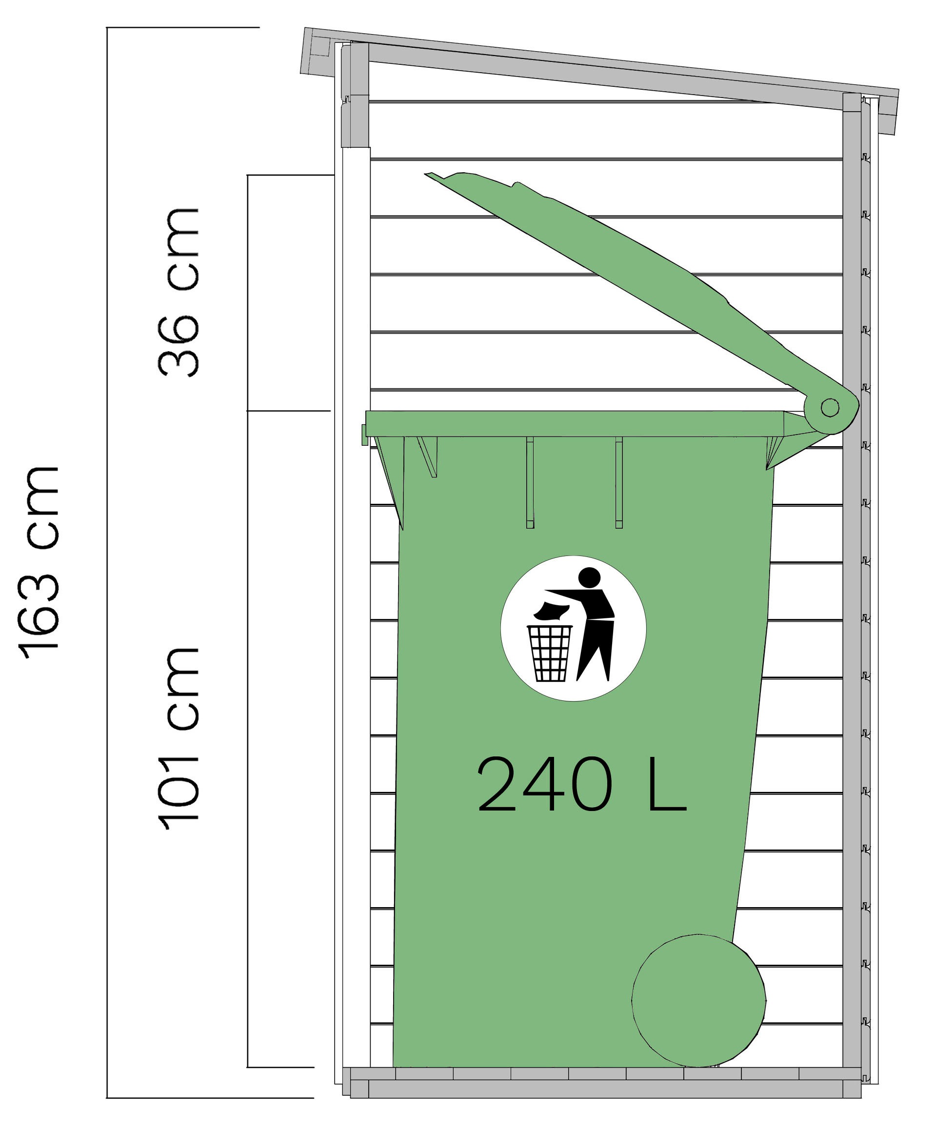 KONIFERA Mülltonnenbox »Gartenschrank Multi 3«, (Komplett-Set), aus Fichte, BxTxH: 200x82x163 cm