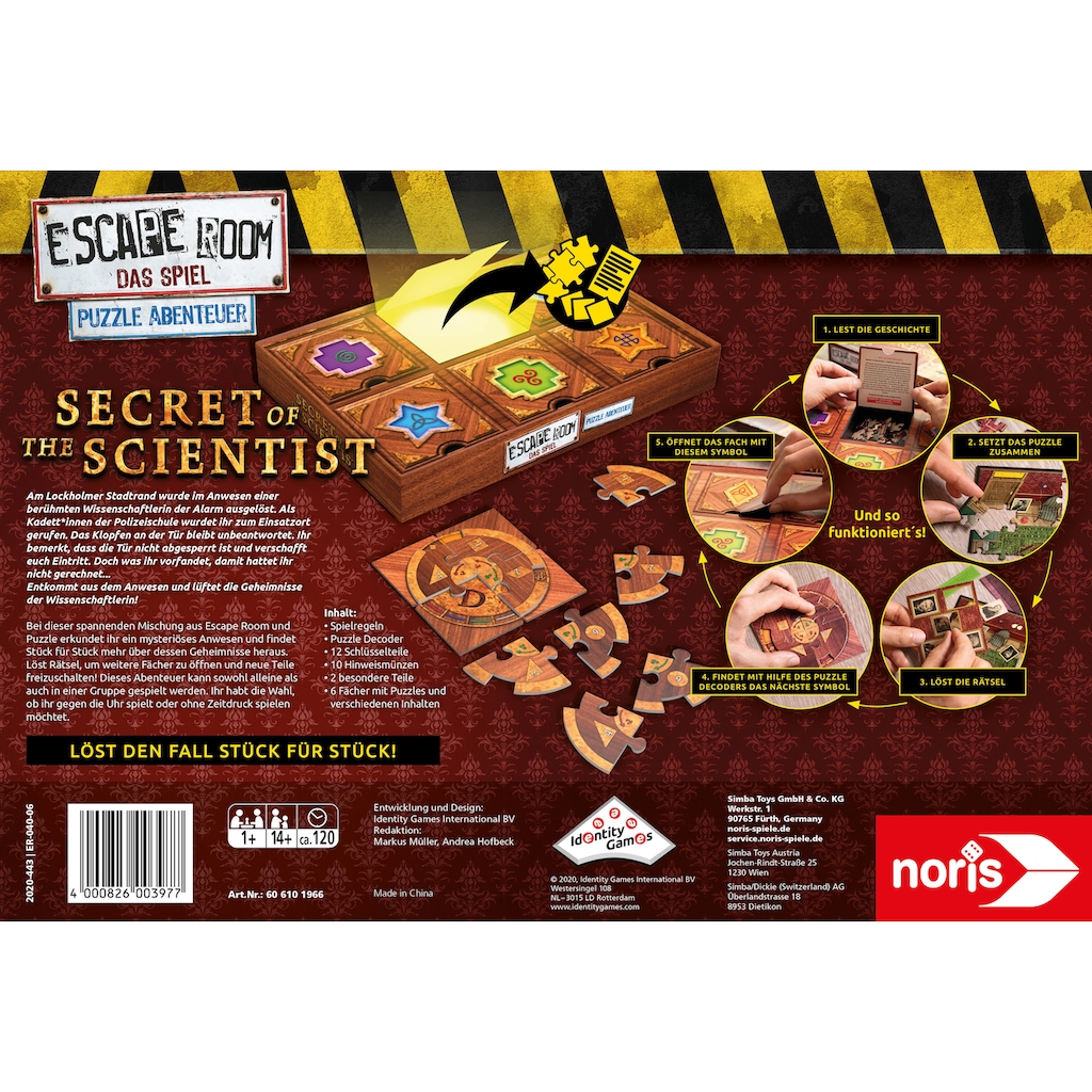 Noris Spiel »Escape Room Das Spiel, Puzzle Abenteuer - Secret of the Scientist«