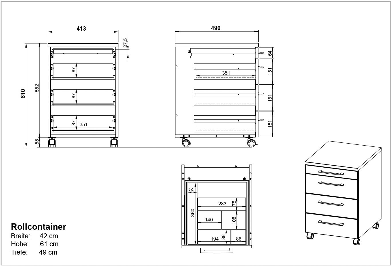 GERMANIA Büromöbel-Set »Profi 3.0«, Büromöbel-Set bestehend aus Schreibtisch und Rollcontainer