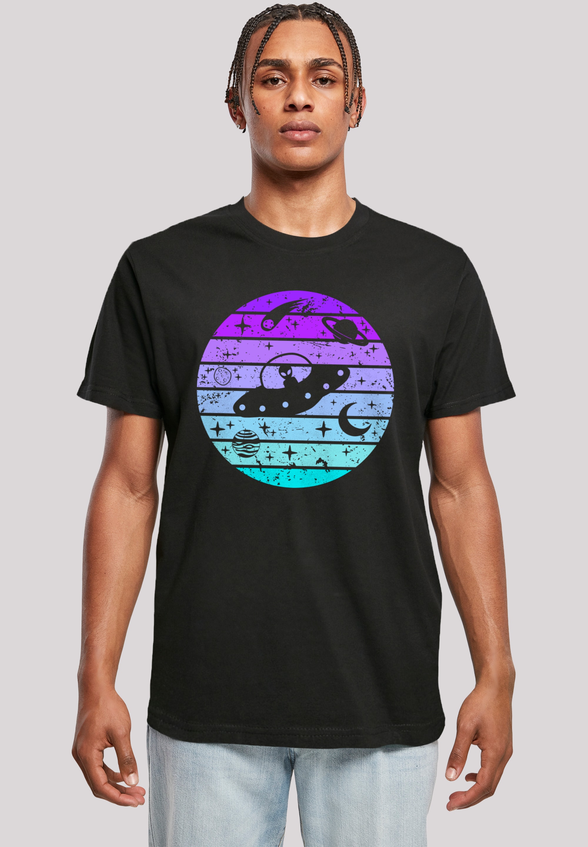 F4NT4STIC T-Shirt "Retro Alien Weltraum Sonnenuntergang", Premium Qualität günstig online kaufen