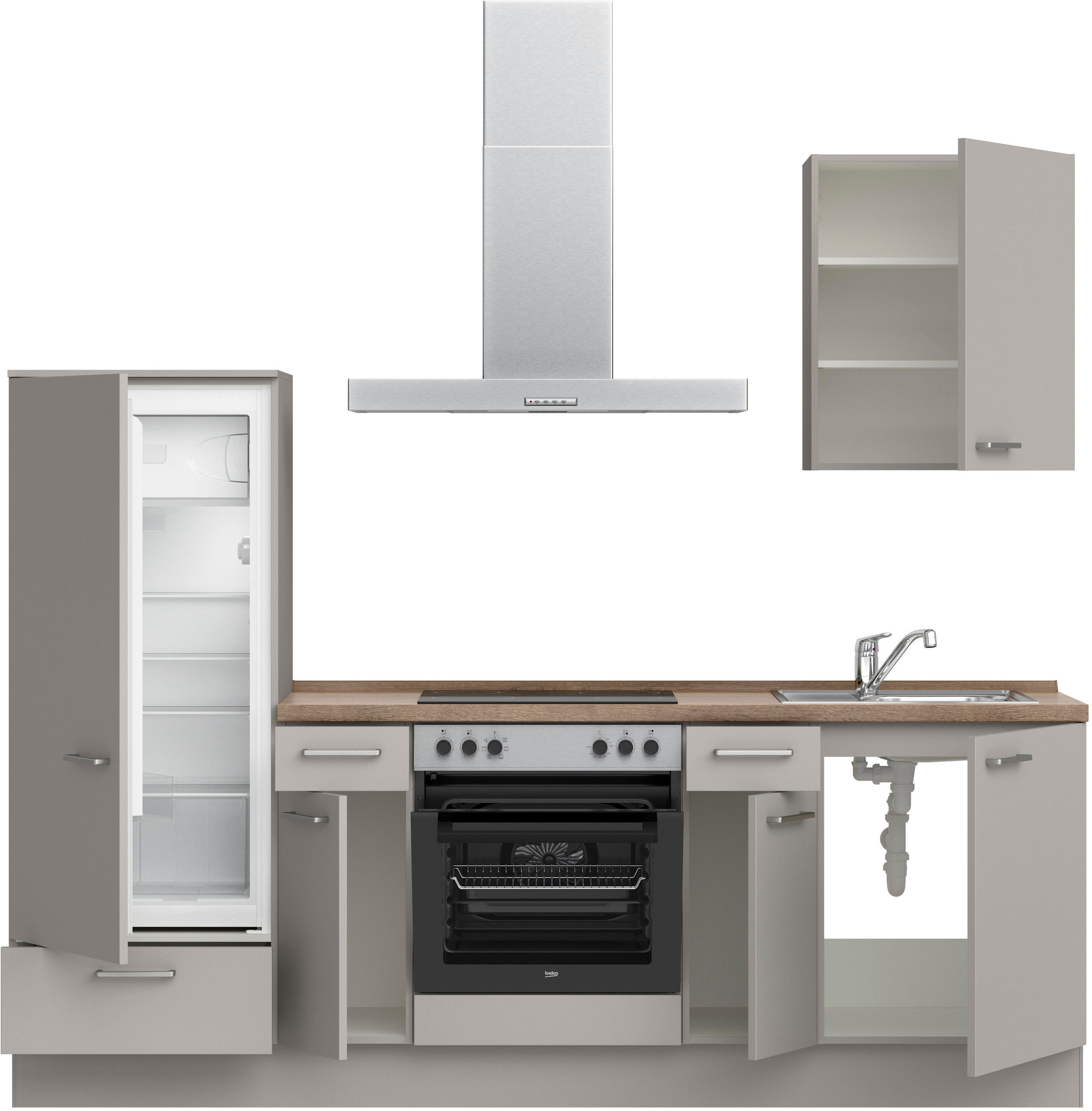 nobilia® Küchenzeile »"Touch I"« vormontiert, Ausrichtung wählbar, Breite 240 cm, wahlw. mit E-Geräten