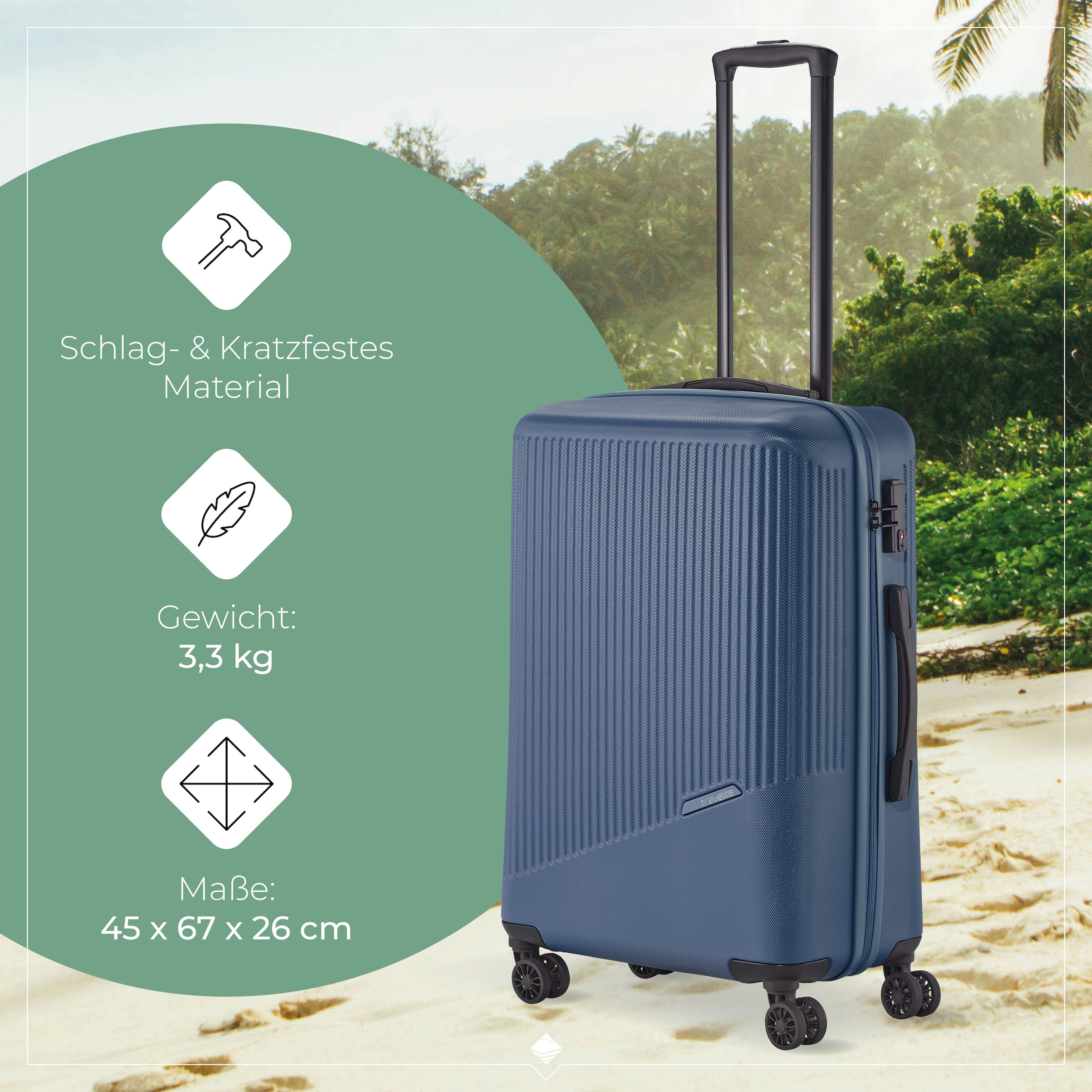 travelite Hartschalen-Trolley »BALI, in verschiedenen Größen und Farben«, 4 Rollen, Hartschallenkoffer Reisegepäck Reisekoffer TSA Schloss