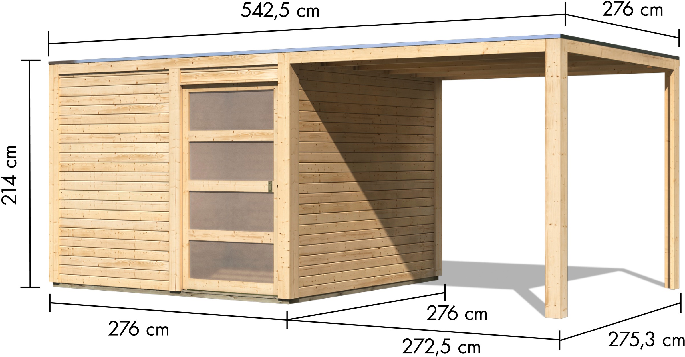 KONIFERA Gartenhaus »Cubus 2« inkl. Anbaudach