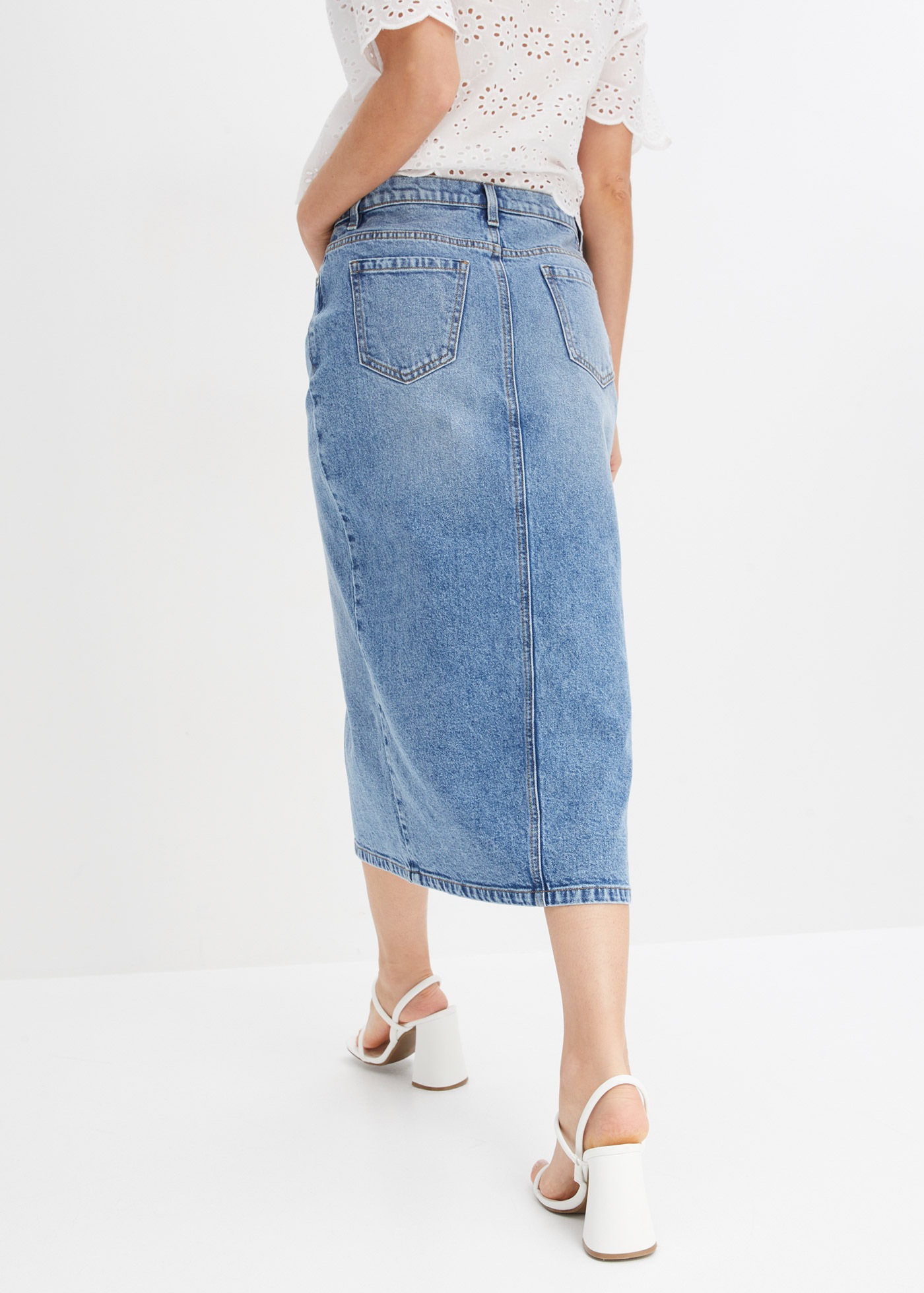 bonprix Jeansrock regular fit, mit Gehschlitz, 5-Pocket-Stil günstig online kaufen