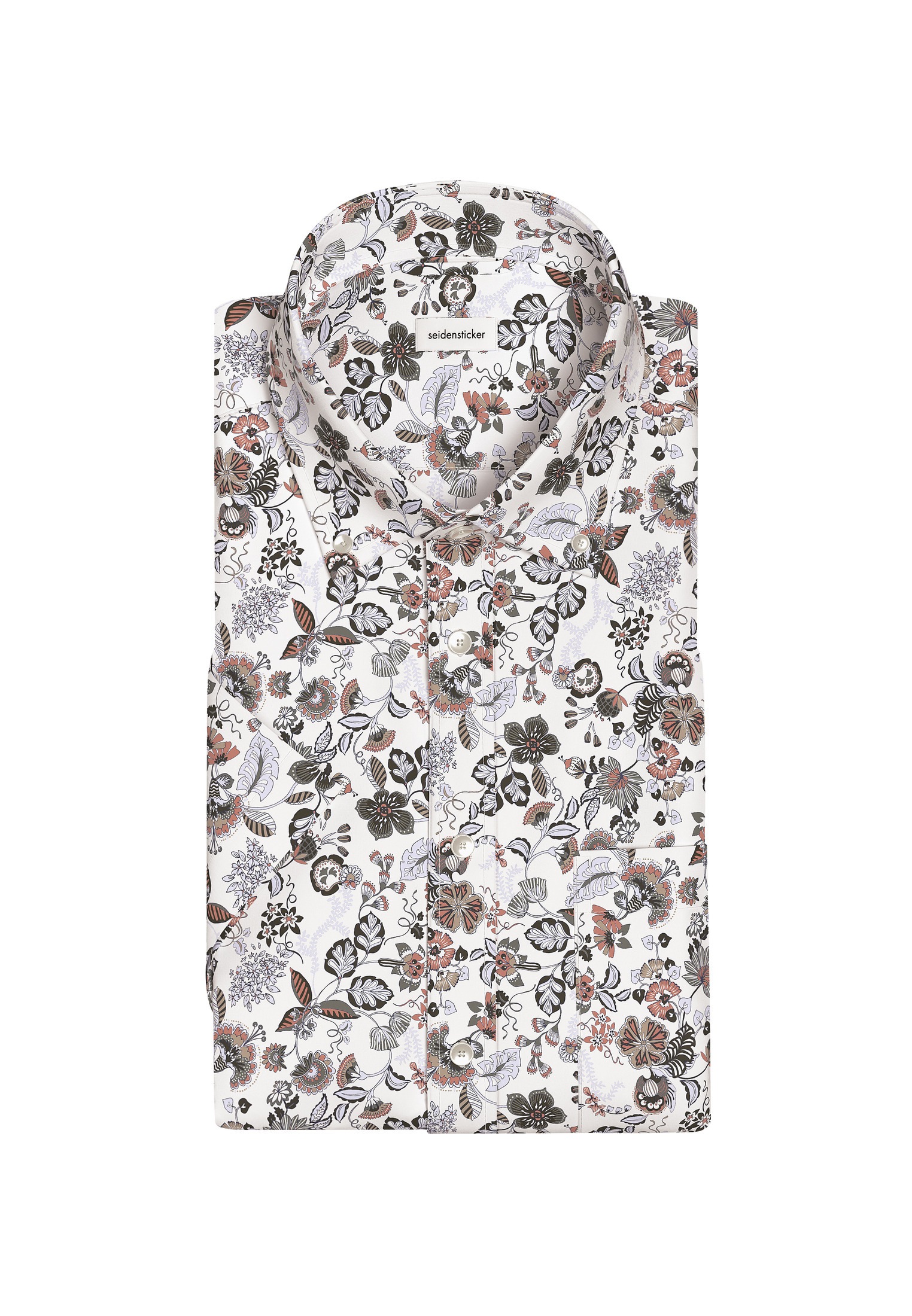 seidensticker Businesshemd »Regular«, Regular Kurzarm Button-Down-Kragen Druck