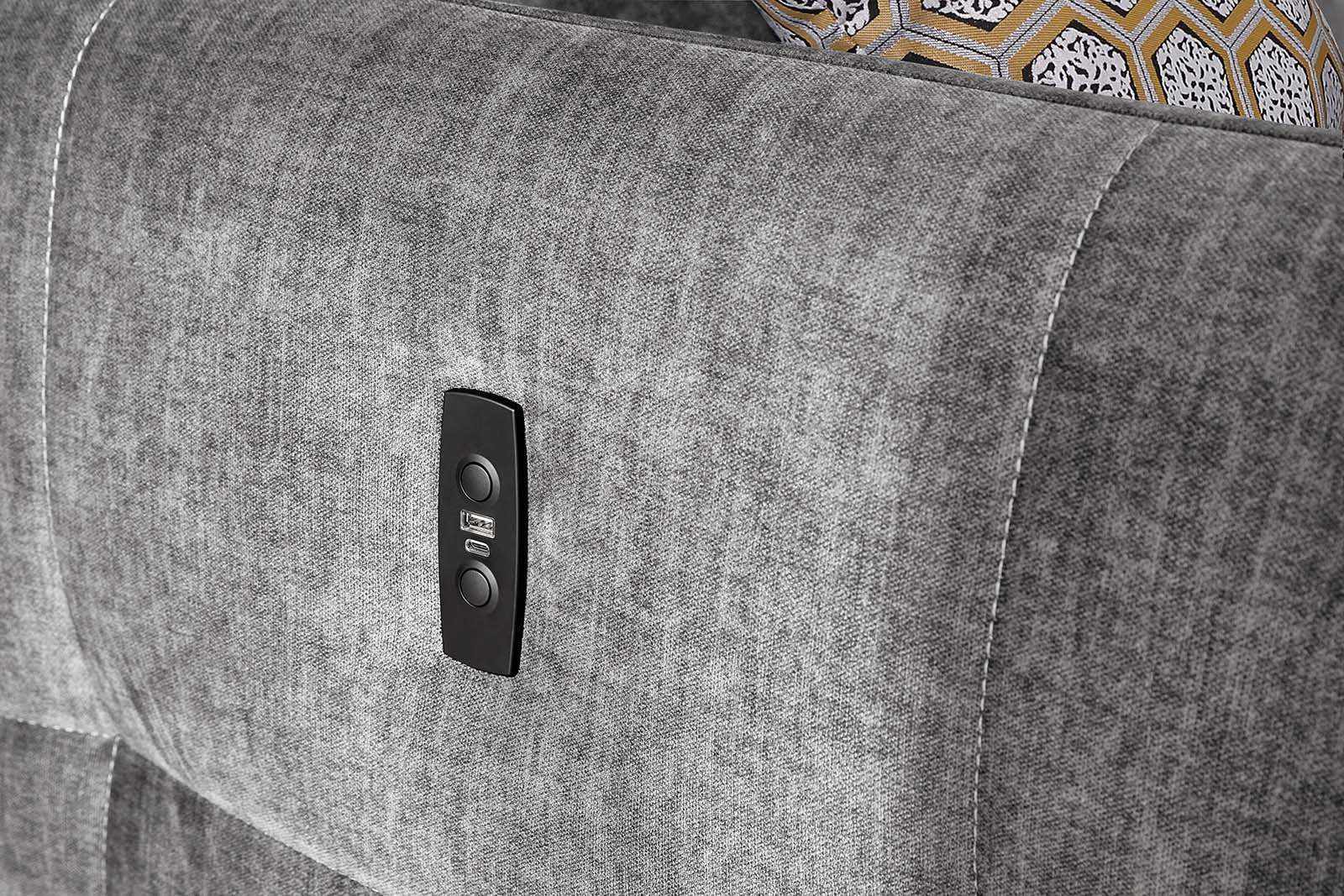 Jockenhöfer Gruppe Ecksofa »Zoom, L-Form, 140kg Belastbarkeit je Sitzplatz«, 60cm elektromotorische Sitztiefenverstellung,USB-Ladeports,Kopfstützen